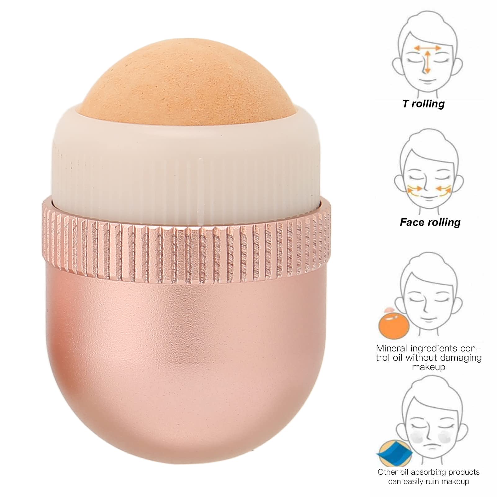 Reusable Washable Volcanic Stone Oil Absorbing Roller for Face - Mini Facial Massage Tool to Control Excess Oil, Perfect for Oily Skin (Pink) | Great for On-the-Go Oil Control & Makeup Touch-Ups