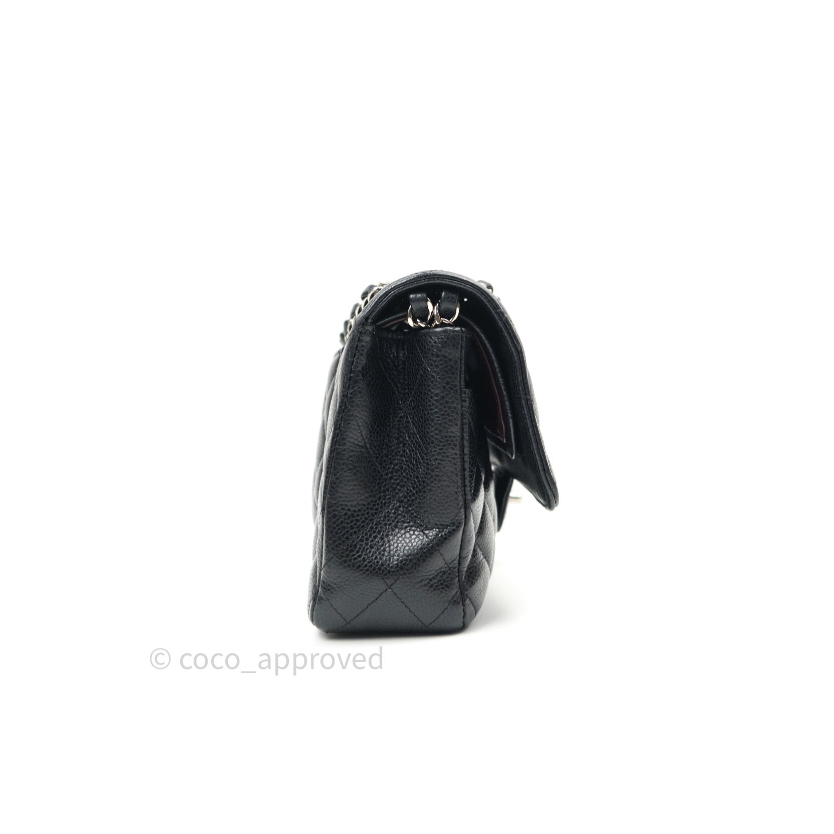 Chanel Classic Medium Double Flap Bag Black Caviar Leather with Silver Hardware - Luxury Shoulder Bag for Women, Perfect for Work, Parties & Special Occasions