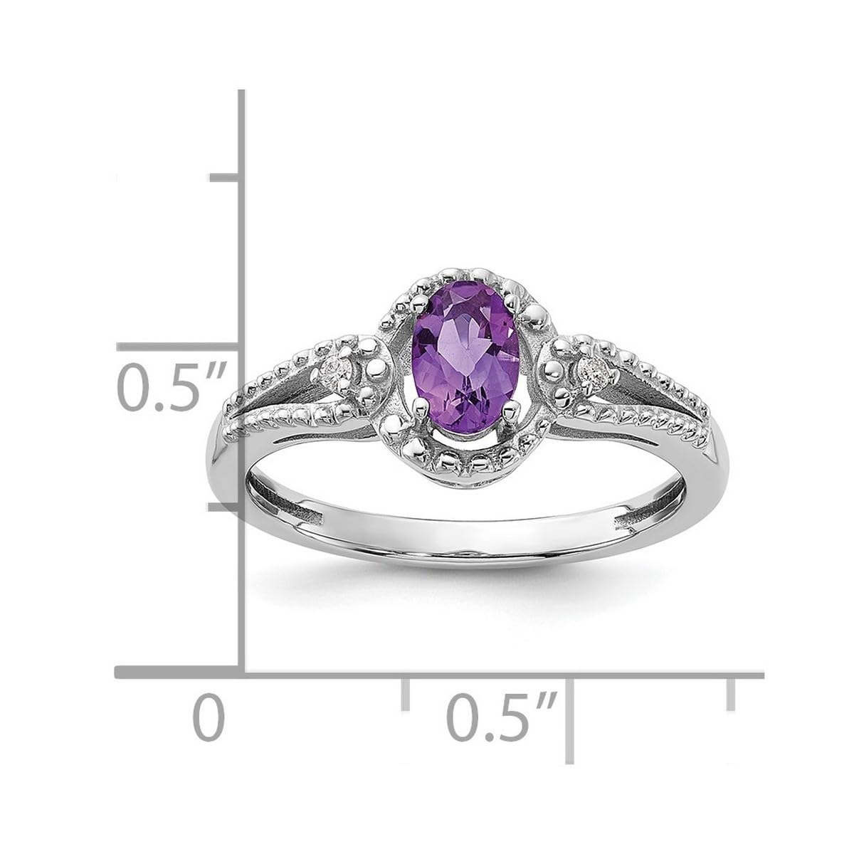 925 Sterling Silver Polished Amethyst & Diamond Ring for Women | Elegant Purple Gemstone Jewelry | Perfect for Weddings, Anniversaries & Special Occasions