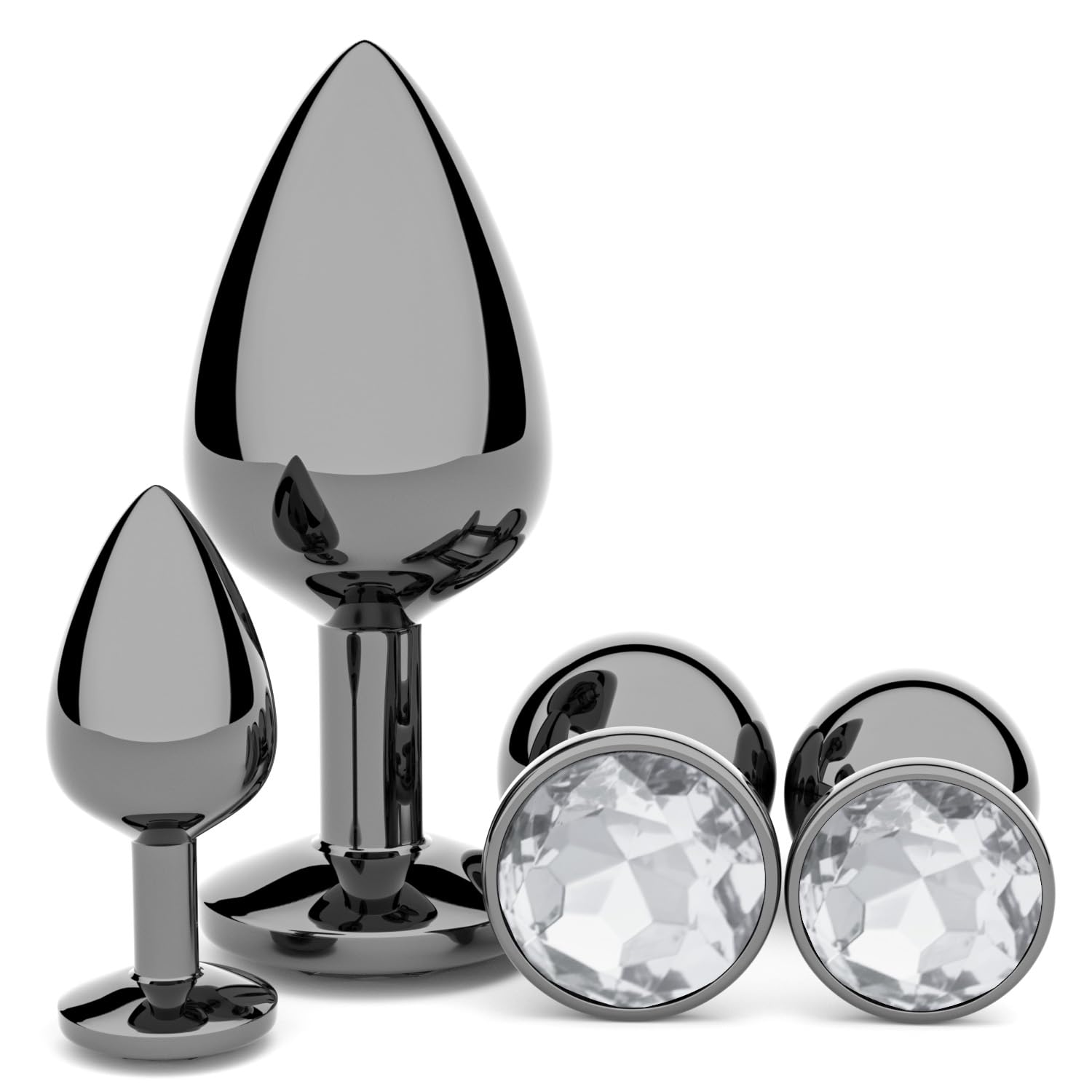 **4-Piece Beginner Anal Plug Set - Jeweled Butt Plugs for Anal Training & G-Spot Stimulation | Comfortable & Safe Sex Toys for Men, Women & Couples | Perfect for Solo Play, Couples Fun & BDSM Exploration**