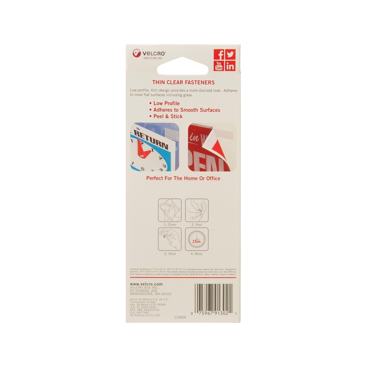 VEK - Clear Sticky Back Hook and Loop Fasteners Tape | Heavy Duty Adhesive Velcro Strips for Organizing, DIY Projects, Home Office & Crafting