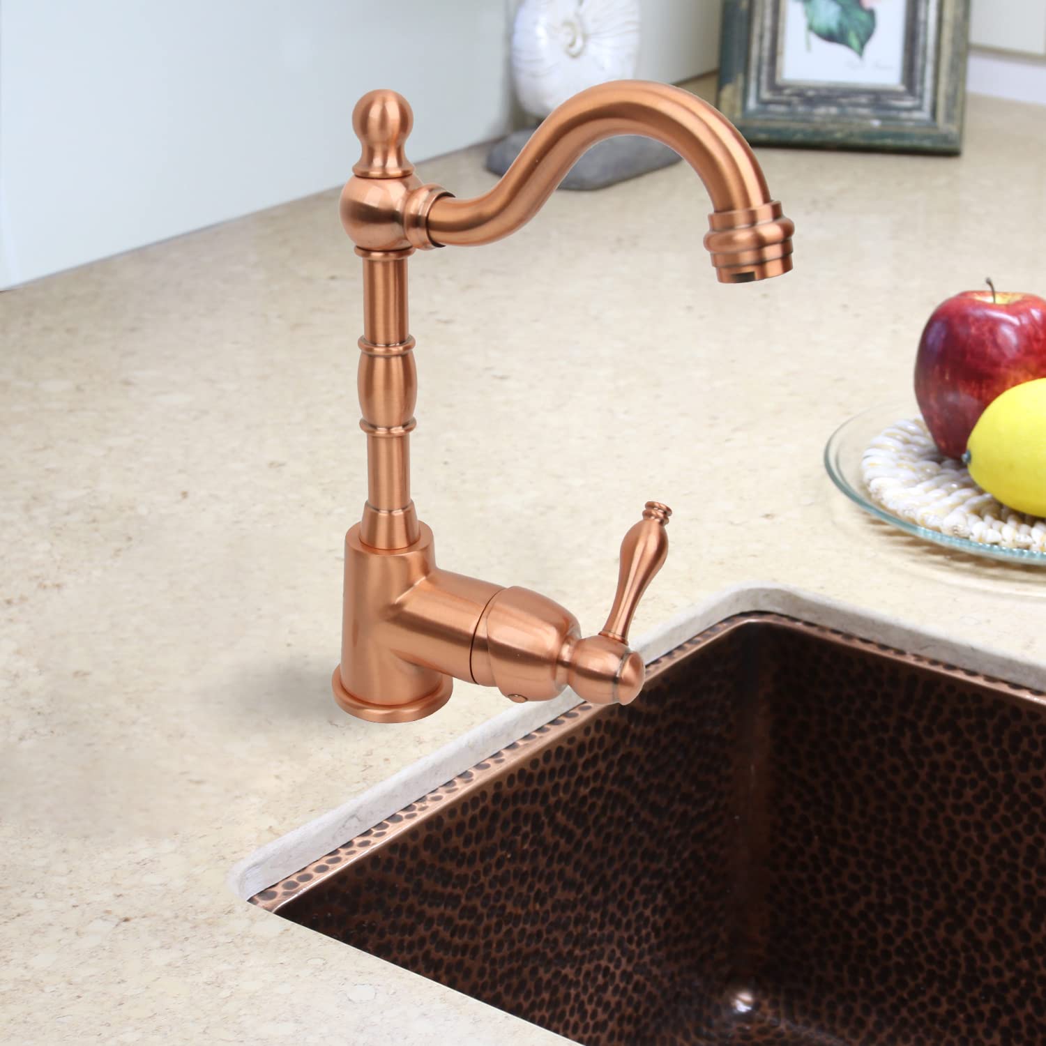 Akicon Copper One-Handle Widespread Kitchen Bar Faucet - Modern Pull-Down Sprayer for Sink, Brushed Nickel Finish - Perfect for Home, Restaurant & Commercial Use