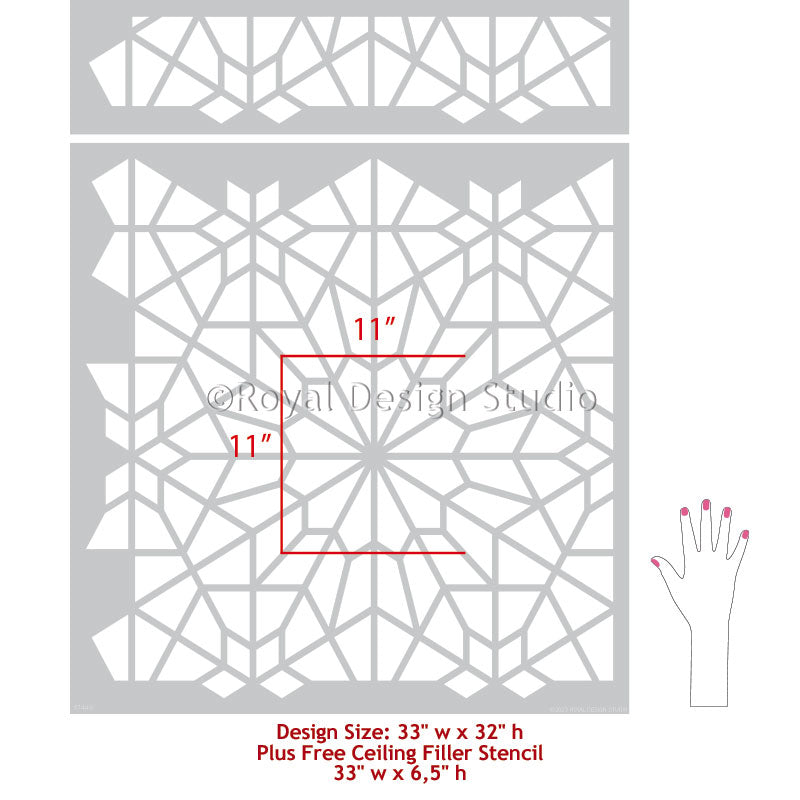 Premium Starry Moroccan Night Stencil for Wall Painting - DIY Home Decor, Ceiling & Furniture Art Projects - Reusable Template for Boho Bedroom, Nursery, and Living Room Design