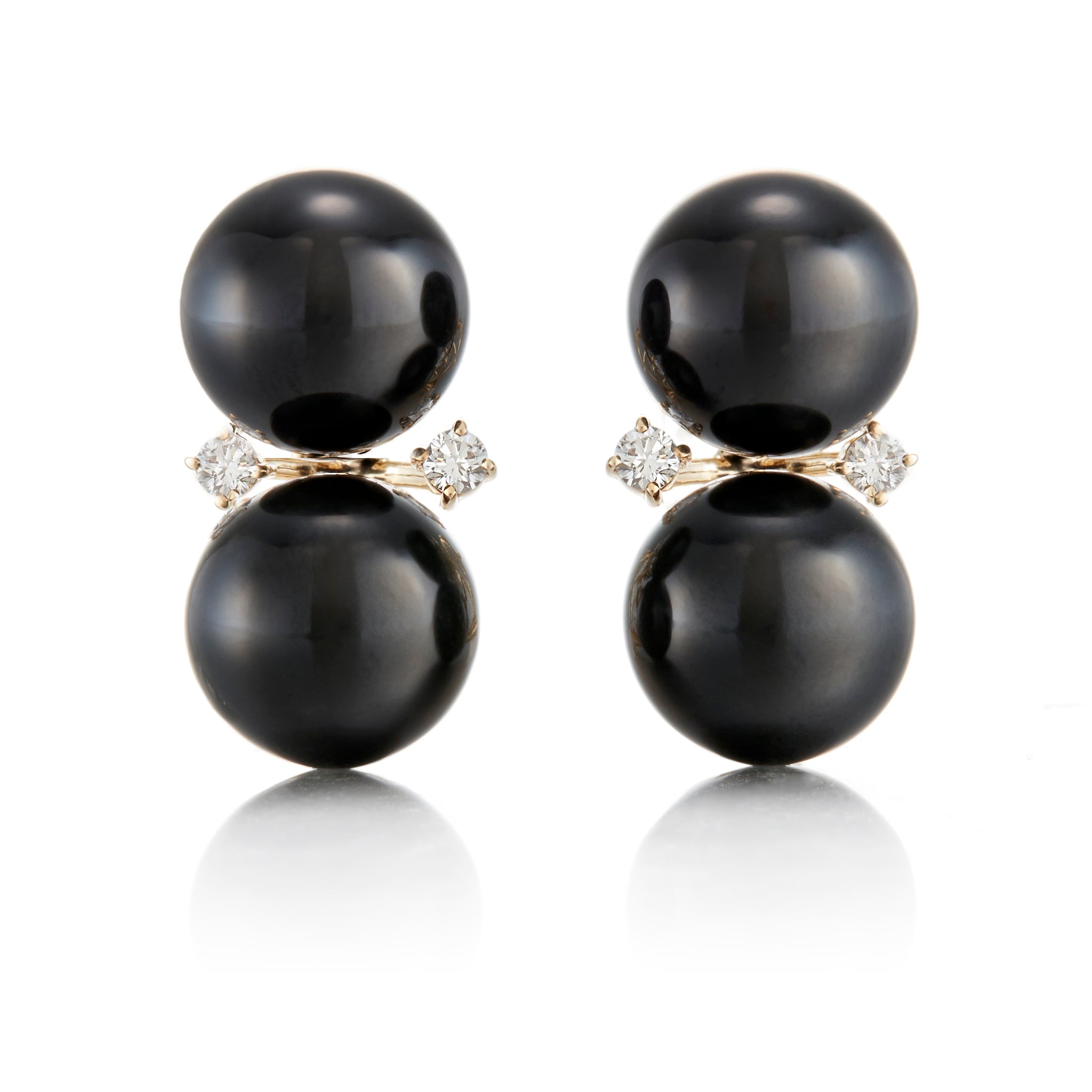 Black Jade & Diamond Les Deux Earrings – Elegant Dangle Drop Earrings for Women, Perfect for Weddings, Parties & Special Occasions