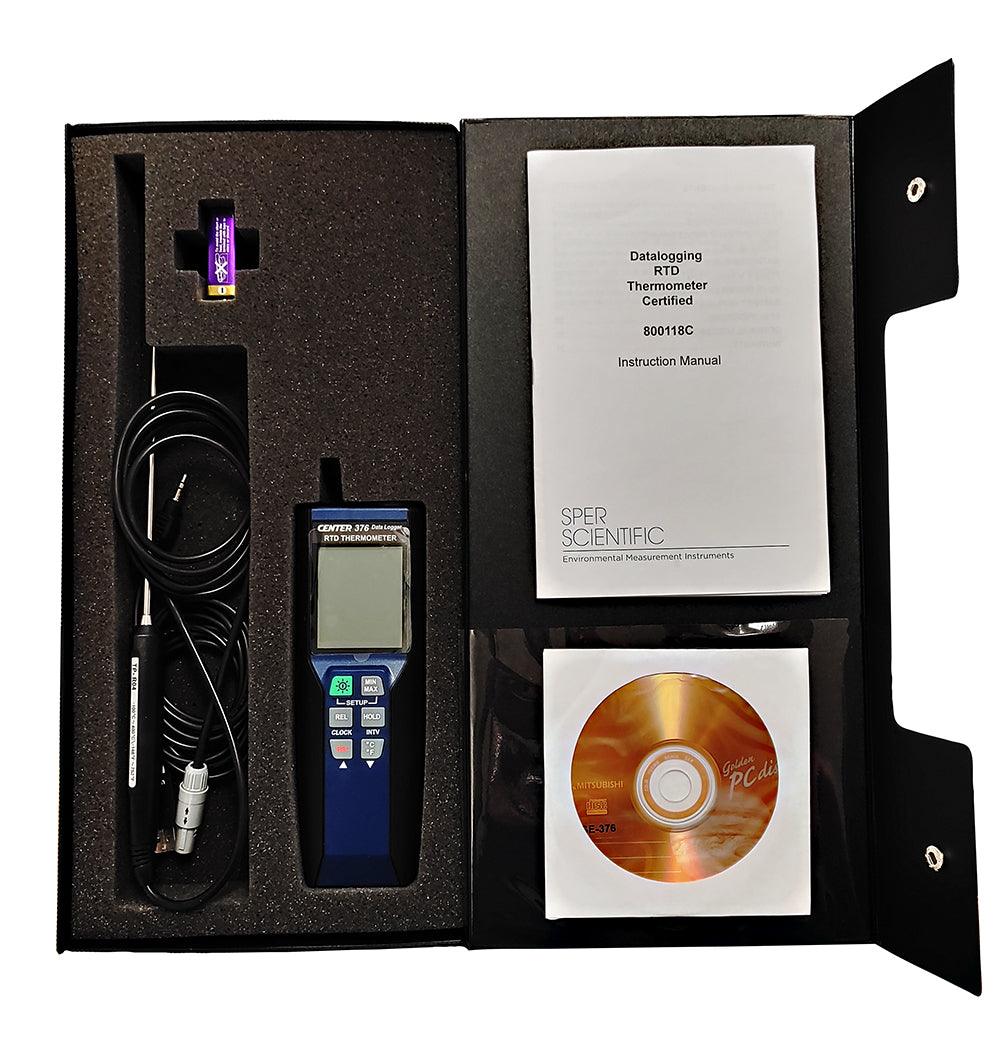 High-Precision Datalogging RTD Thermometer - NIST Certified for Accurate Temperature Measurement | Ideal for Laboratories, Food Safety, and Industrial Monitoring