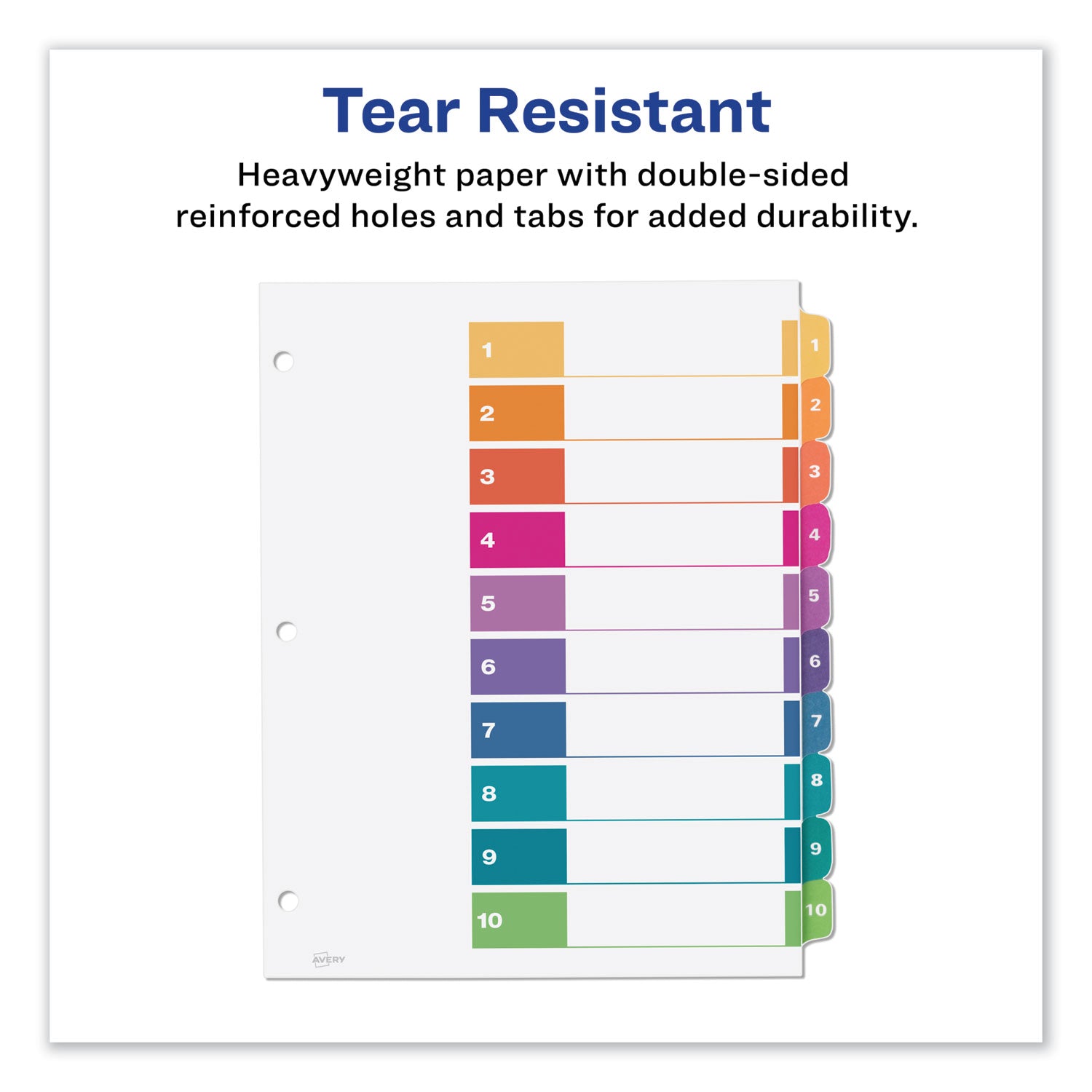 Avery Customizable TOC Ready Index Multicolor Tab Dividers - 10 Tabs (1-10), 11