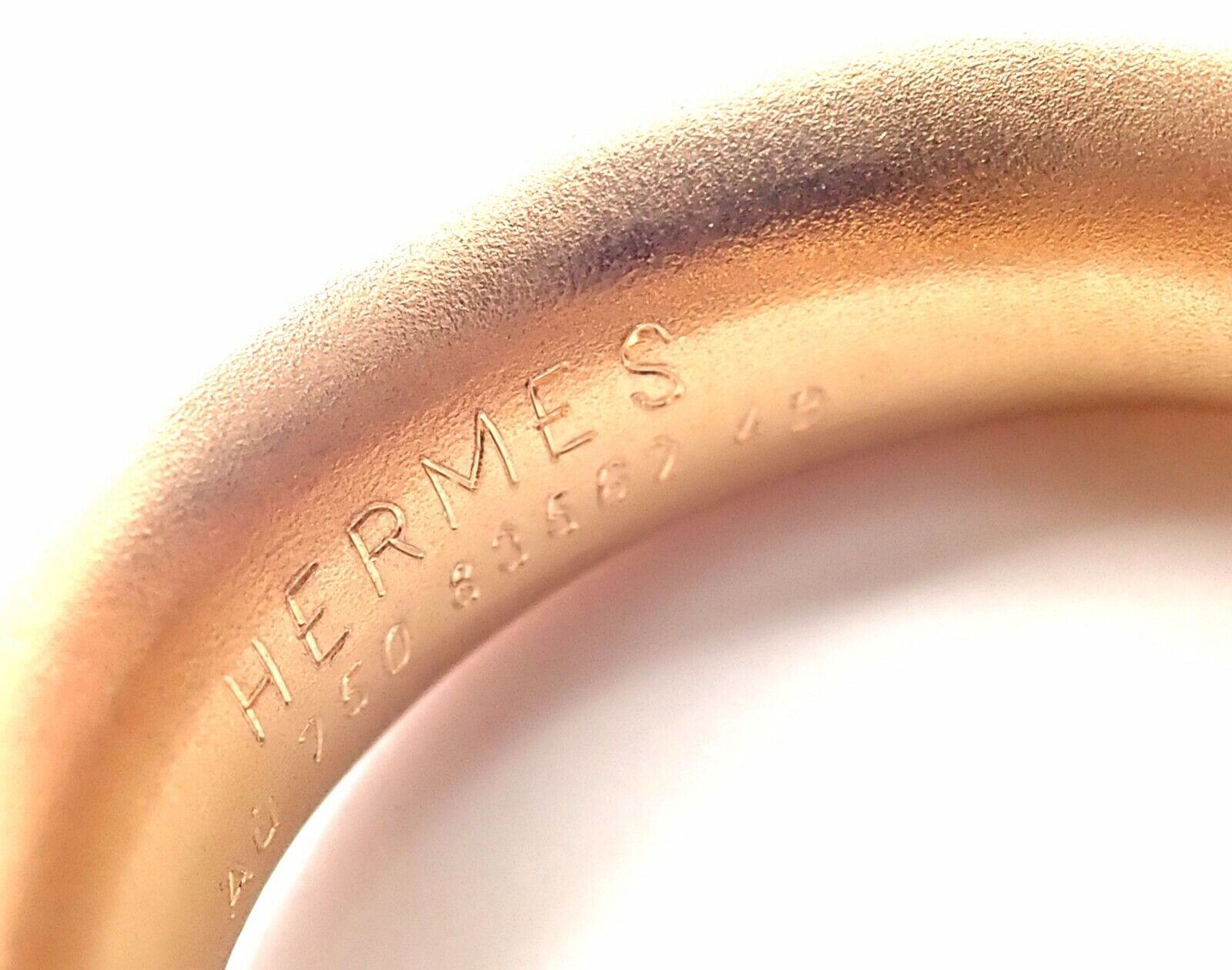 Authentic Hermes Olive 18K Rose Gold Wood Band Ring - Luxury Designer Jewelry for Women, Perfect for Weddings, Anniversaries & Special Occasions