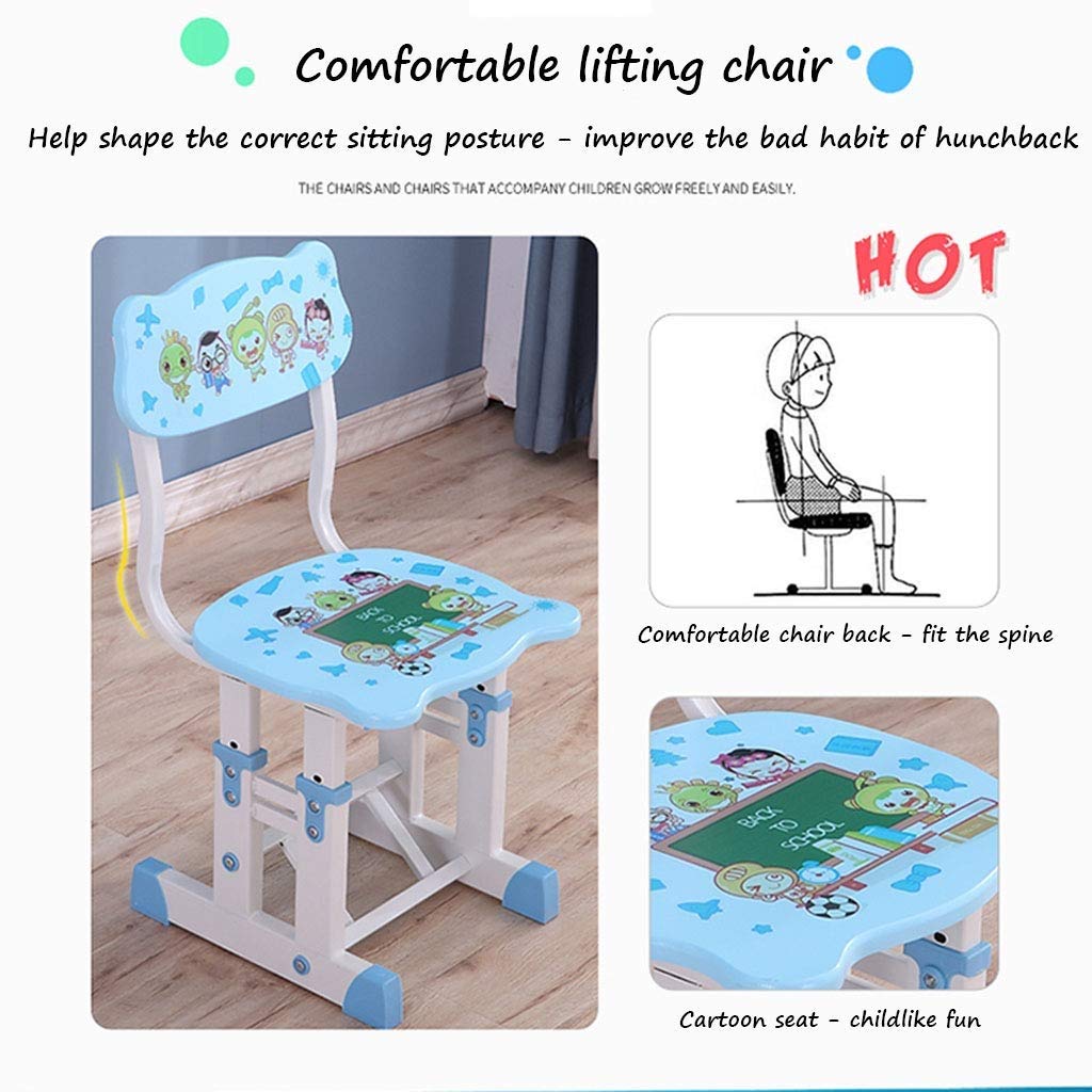 Adjustable Height Study Desk with Pull-Out Drawer & Bookshelf - Ergonomic Home Office Writing Table for Kids, Eye Protection & Posture Correction - Perfect for Online Learning, Homework, and Remote Work