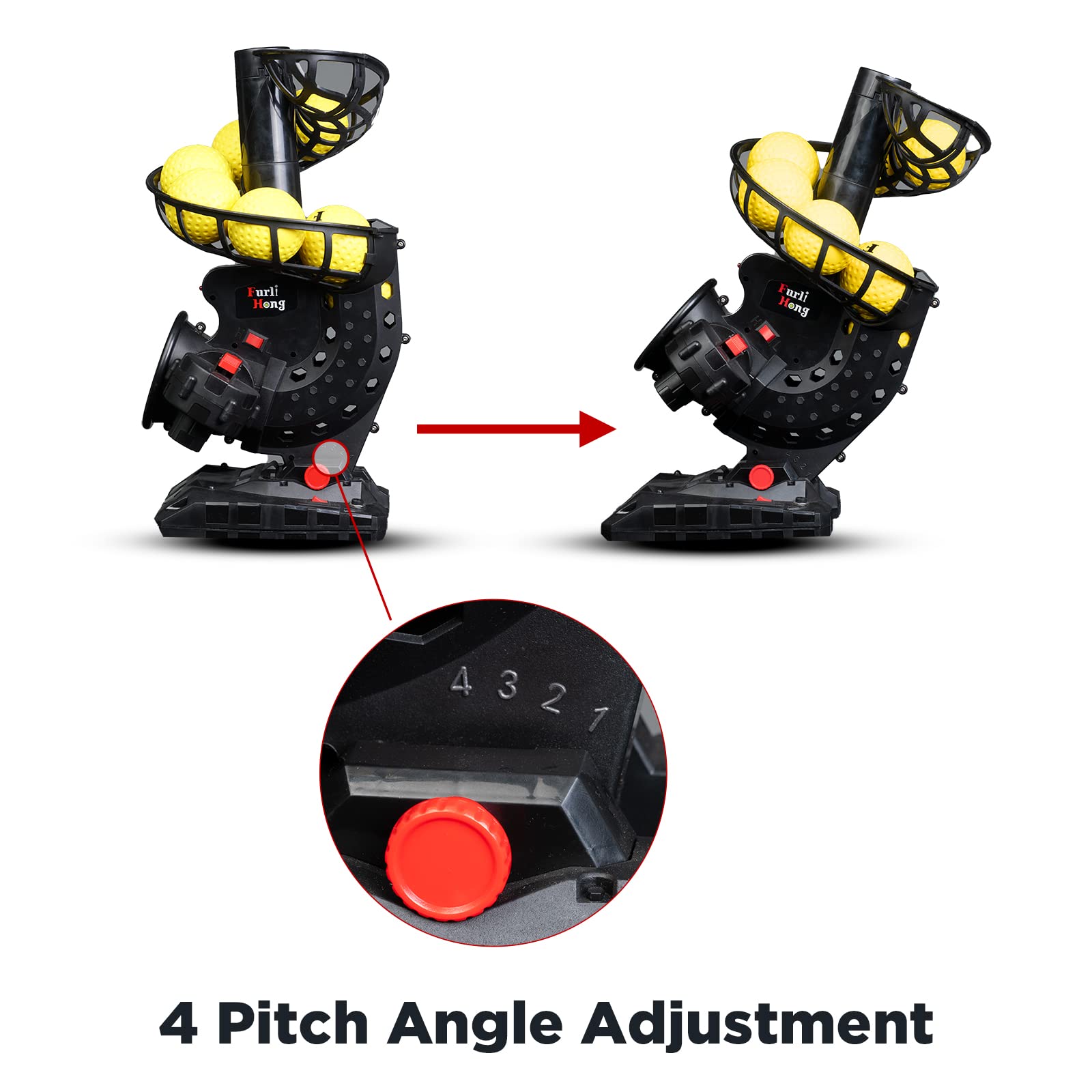 Upgraded Electronic Baseball Pitching Machine - Adjustable Speed & Angles, AC/Battery Powered with 8 Dimpled Balls | Perfect for Youth Baseball Training, Batting Practice & Fielding Drills at Home or Backyard