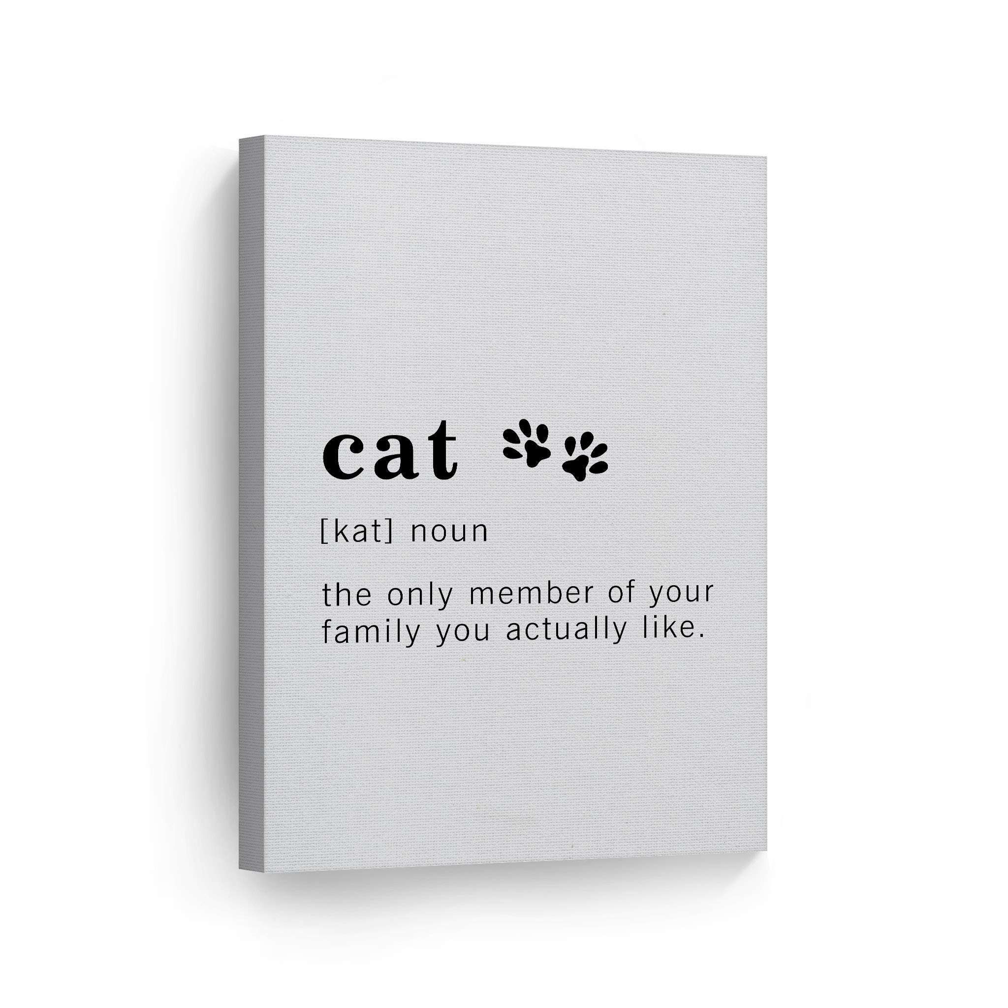 Funny Cat Definition Canvas Print - Inspirational Quote Wall Art for Office, Living Room, Bedroom & Bathroom - Ready to Hang Home Decor (36x24 inches) - Made in USA | Perfect Gift for Cat Lovers & Humor Enthusiasts