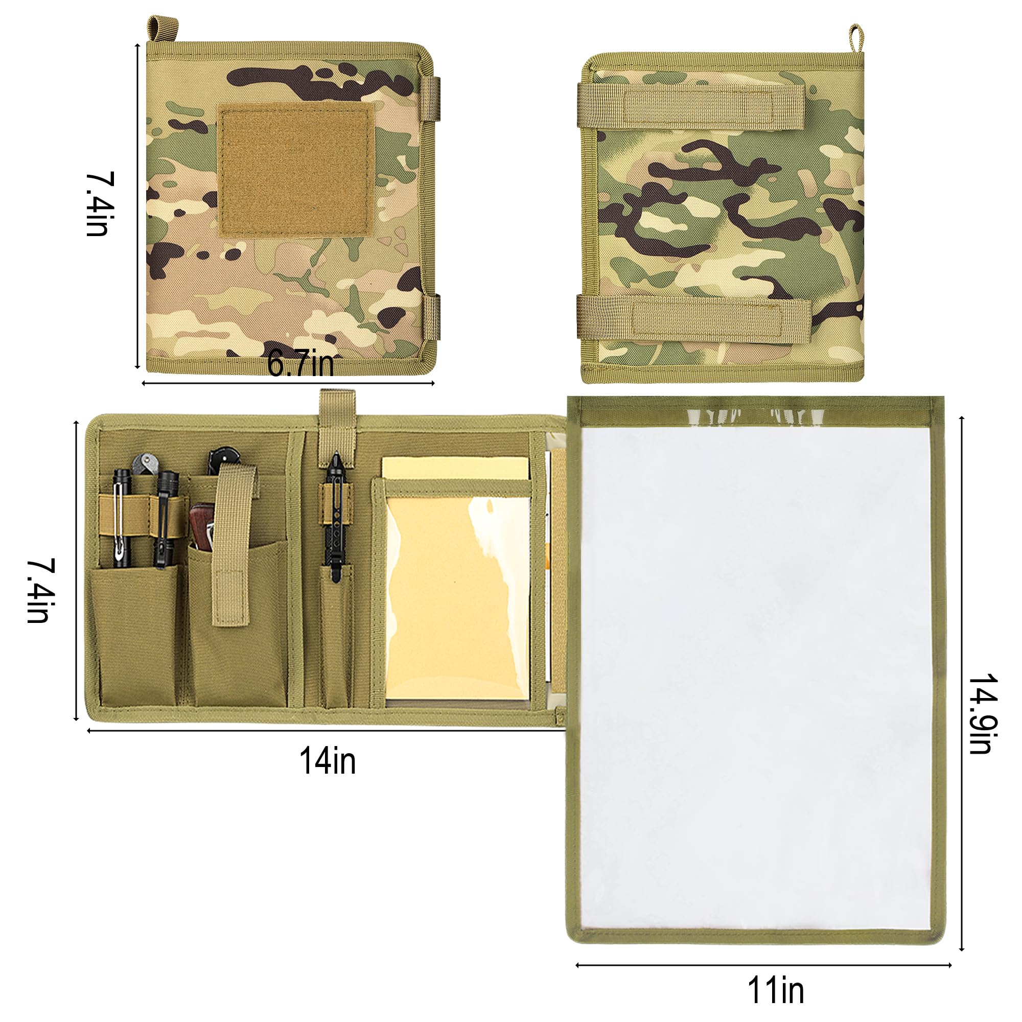 Kosiabte Tactical Notebook Map Case - Waterproof & Durable Military Map Holder for Hiking, Camping & Outdoor Adventures | Perfect for Field Notes, Navigation & Survival Gear Organization