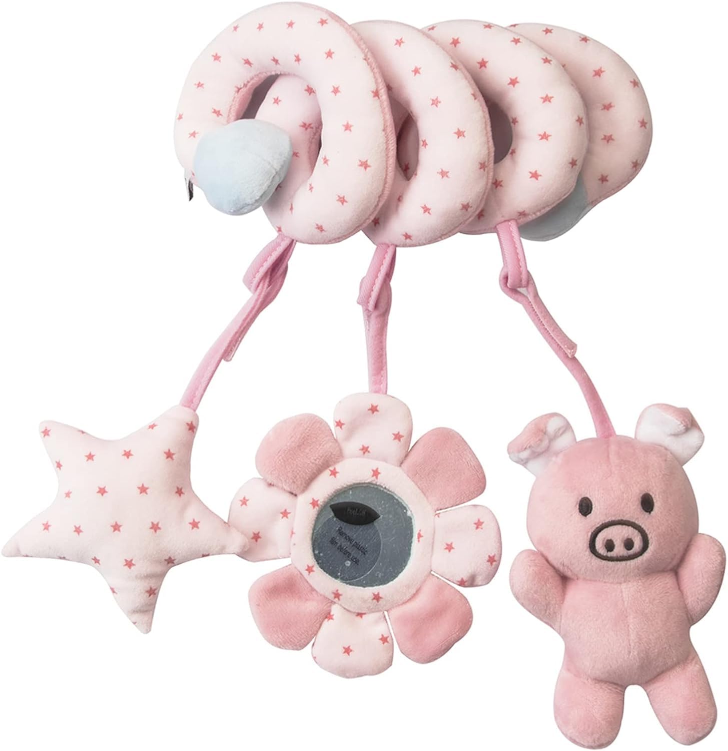 Pink Pig Spiral Hanging Stroller Toy - Baby Car Seat Activity Toy for Infants - Perfect for Strollers, Cribs & Playtime Entertainment