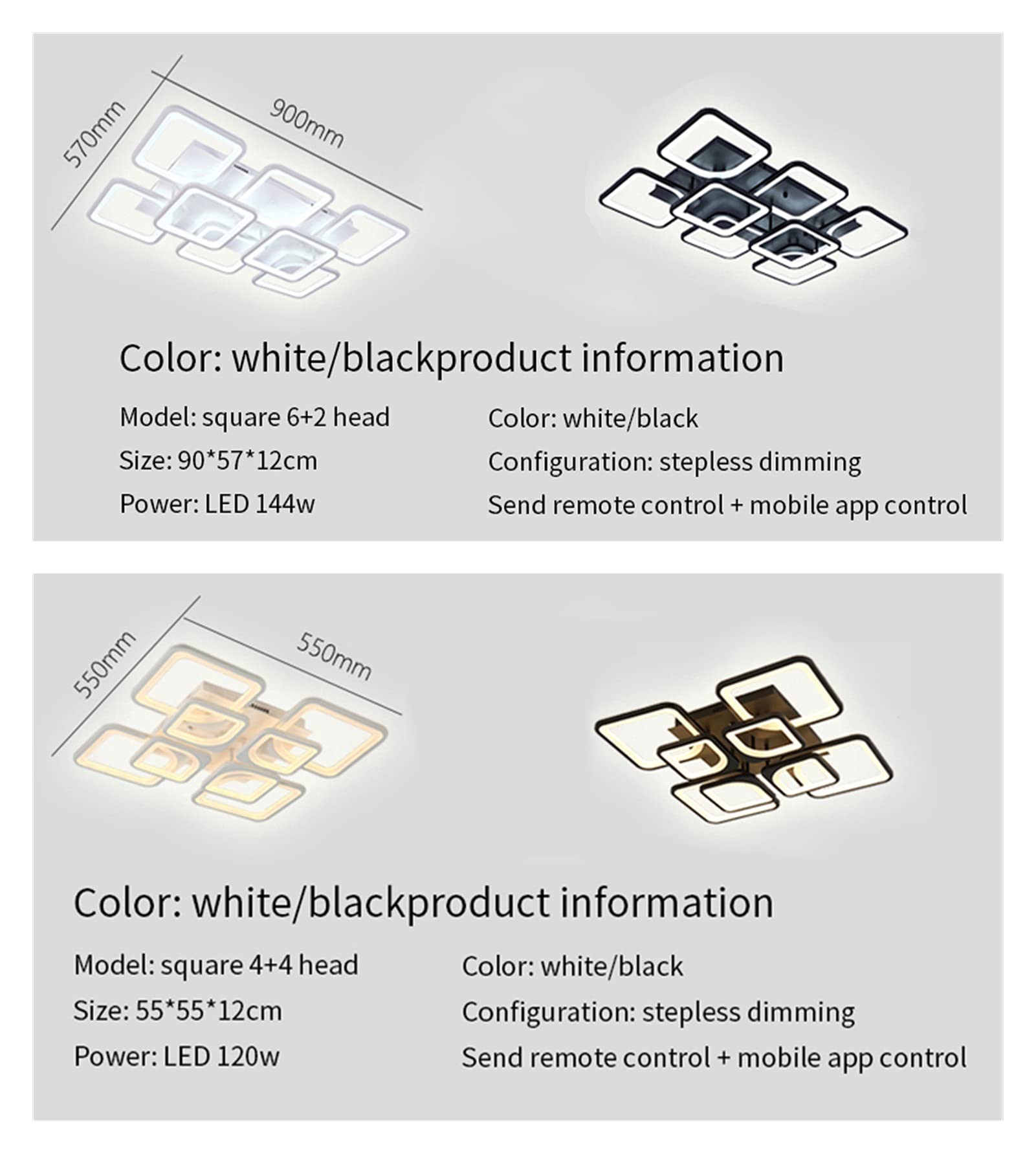 Modern Black Rectangle LED Chandelier - 6x2 Inches Dimmable Ceiling Light Fixture for Living Room, Dining Room, Kitchen & Bedroom | Energy Efficient Indoor Lighting for Home Decor & Ambiance