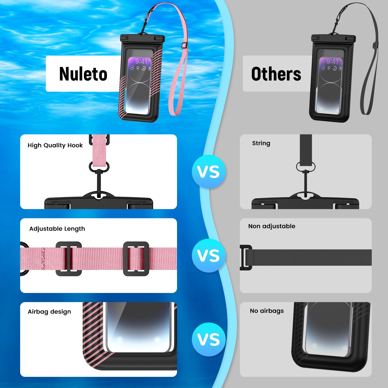 2 Pack IPX8 Waterproof Phone Pouch - Floating Dry Bag for iPhone 15/14/13 Pro Max & Galaxy S24/S23/S22 (Up to 9.0