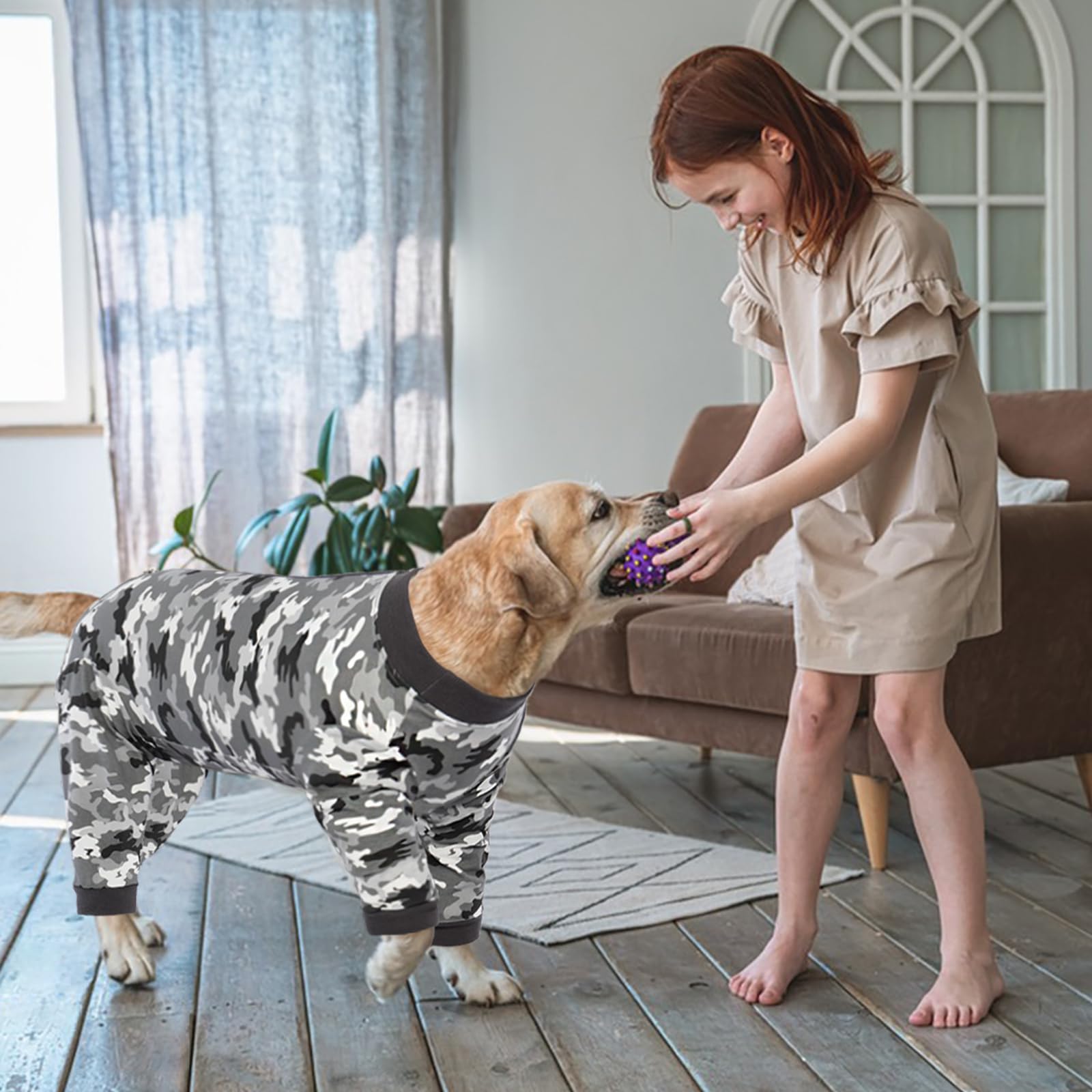 Kuoser Dog Surgery Recovery Suit for Female Spay - Soft Long Sleeve Dog Pajamas, Post-Surgery Onesie with Zipper - E-Collar Alternative for Comfortable Healing - Perfect for Post-Op Care, Wound Protection, and Stress-Free Recovery