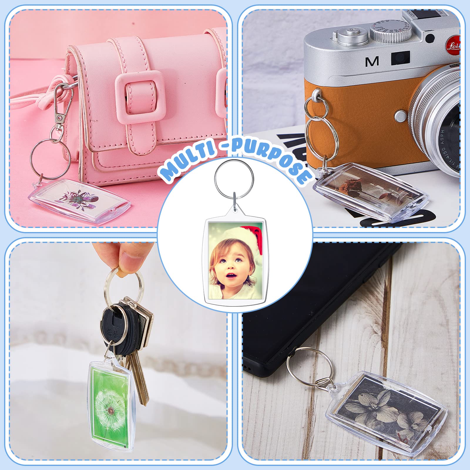 300 Pcs Graduation Keychains for Class of 2025 - Clear Acrylic Photo Frame Keyrings (2.2 x 1.6 Inch) - Bulk Graduation Gifts for Him & Her - Perfect for Yearbook Photos, Party Favors & Commencement Souvenirs