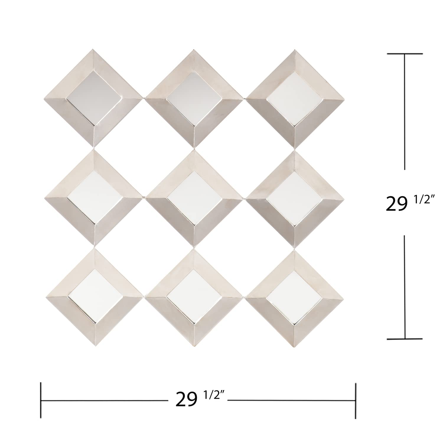 SEI Furniture Masada Mirrored Squares Wall Sculpture - Modern Geometric Mirror Wall Art for Living Room, Bedroom, Entryway Decor