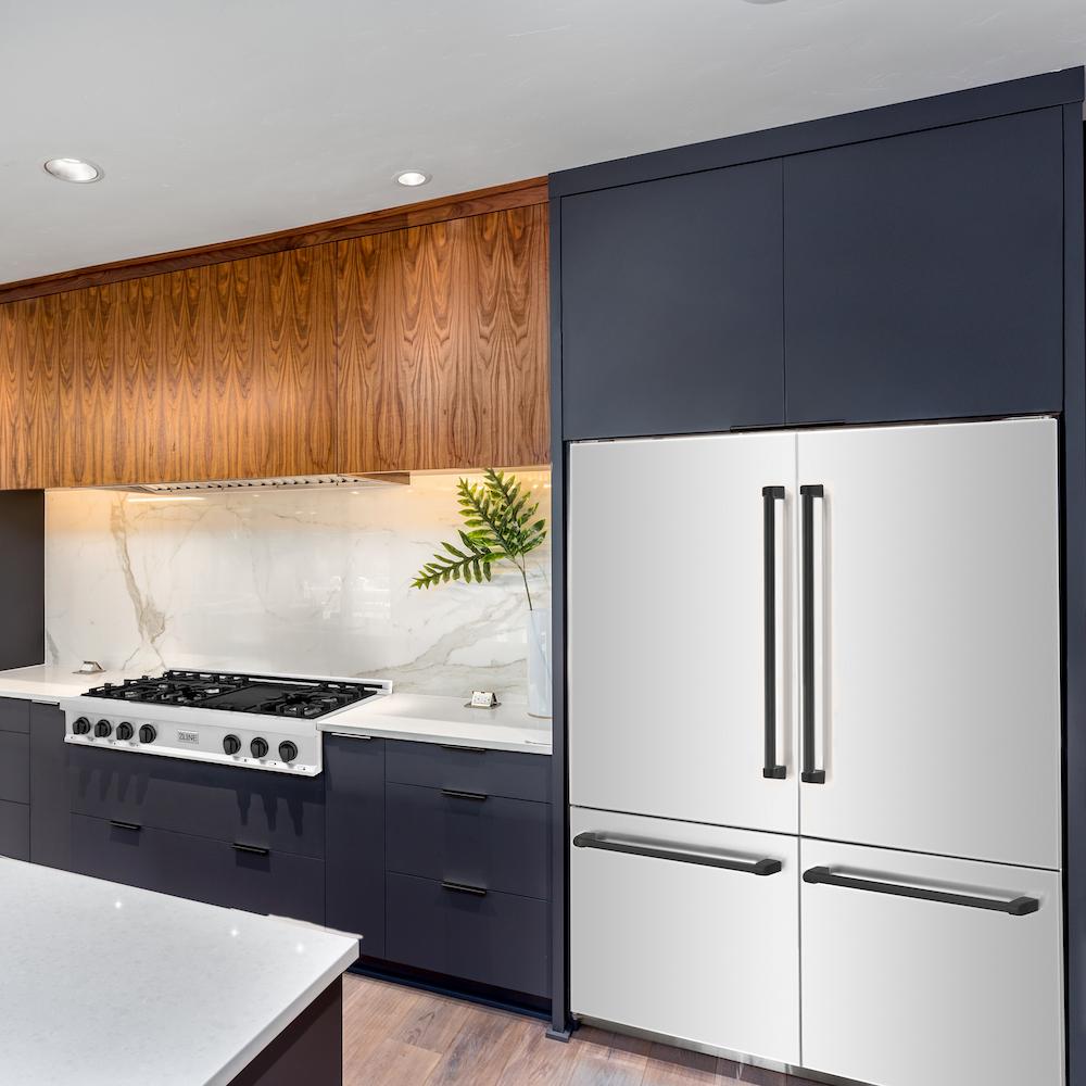 ZLINE Autograph Edition 60-Inch French Door Built-In Refrigerator - 32.2 cu.ft Capacity, Bottom Freezer, Water Dispenser & Ice Maker - Stainless Steel with Graphite Gray Interior & Matte Black Accents (GRBIVZ 304 60MB) - Perfect for Modern Kitchens & Luxury Homes