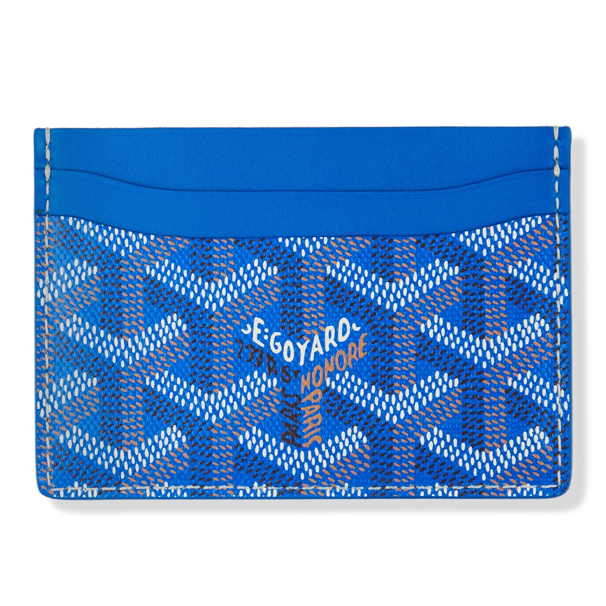 Goyard Saint Sulpice Sky Blue Leather Card Holder - Slim RFID Blocking Wallet for Credit Cards & ID - Perfect for Travel, Business, and Everyday Use