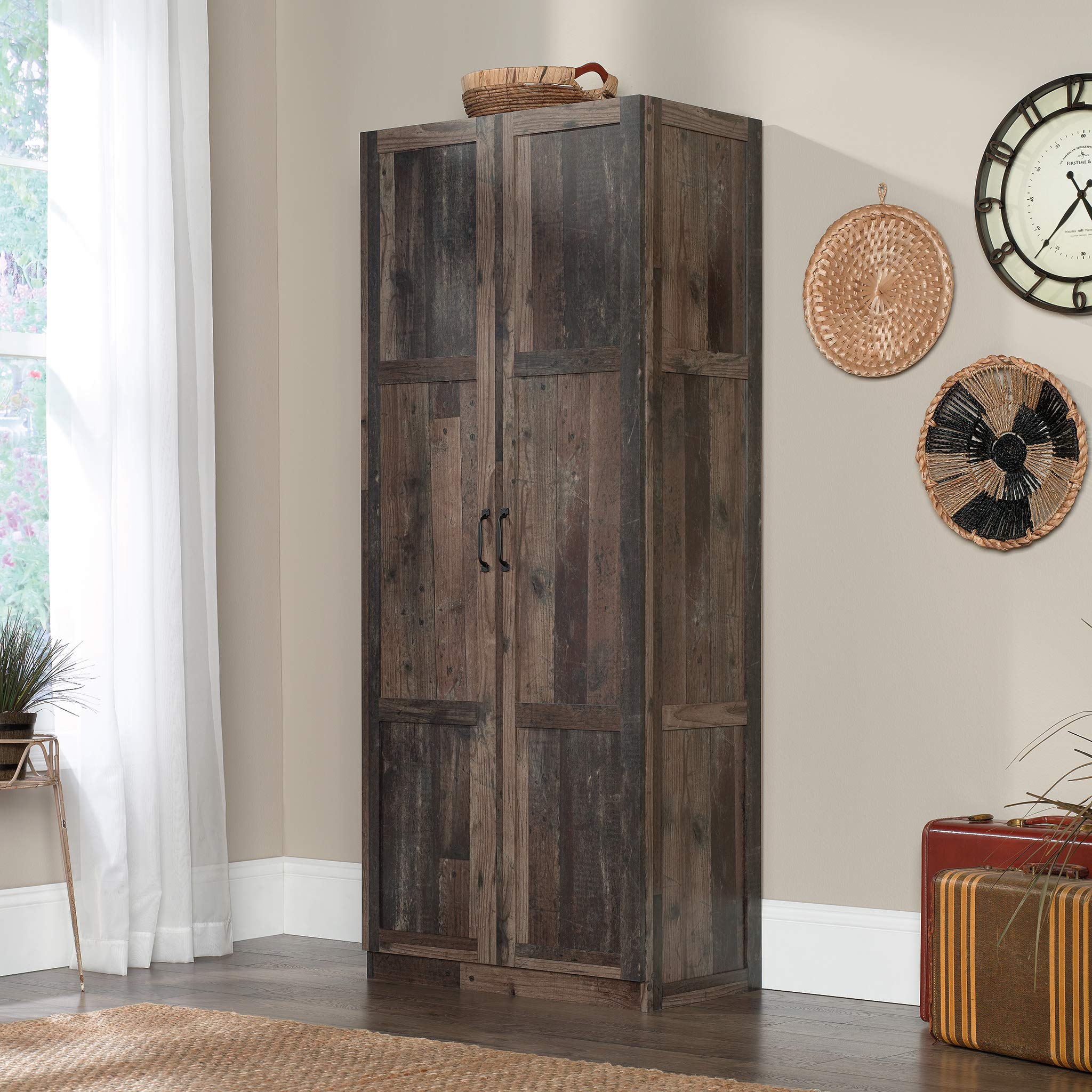Sauder Select Storage Cabinet - Adjustable Shelves Kitchen Pantry & Bathroom Organizer in Reclaimed Pine - Perfect for Home Organization, Small Space Storage, and Farmhouse Decor