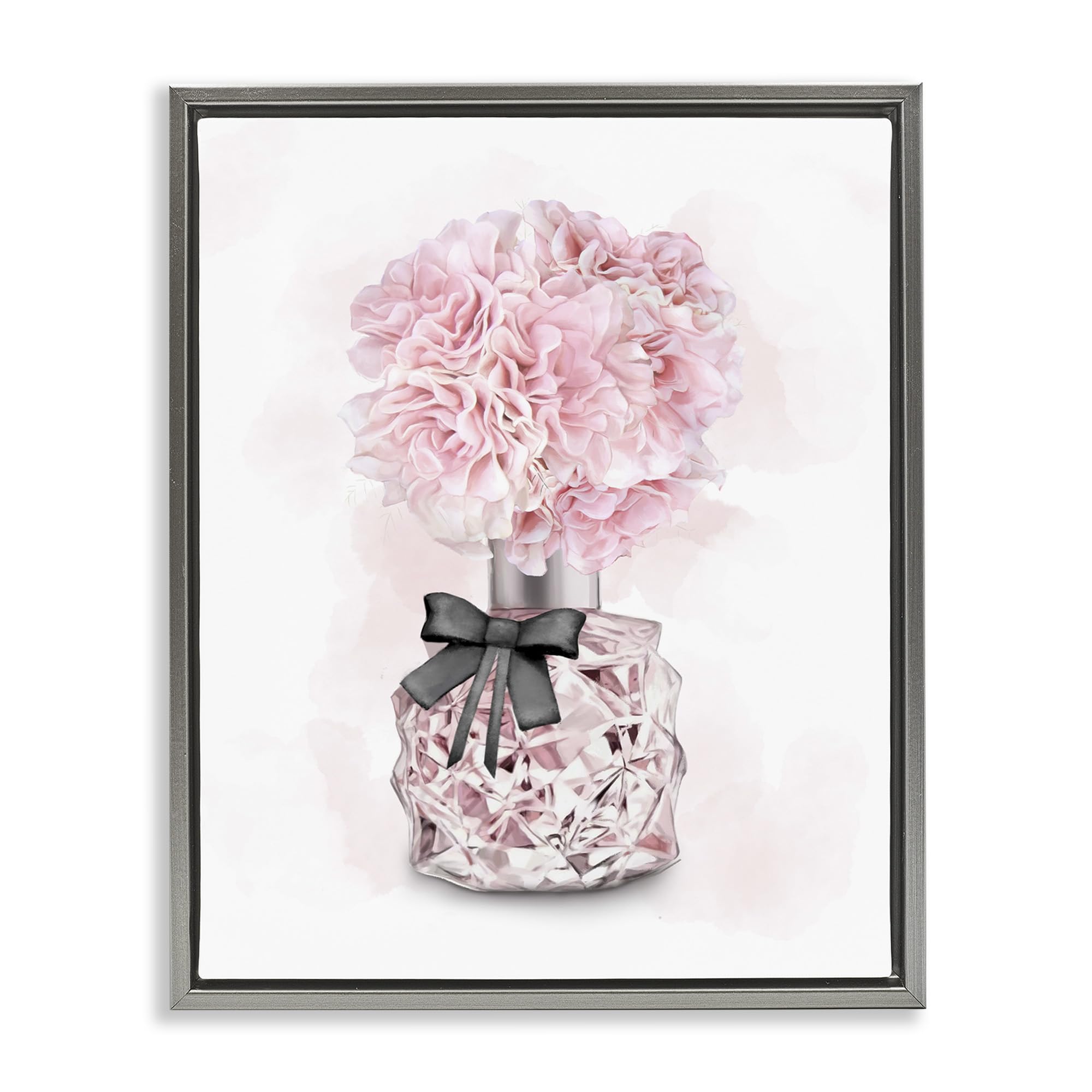 Stupell Industries Pink Floral Perfume Bottle Glam Fashion Wall Art - Floater Frame by Ziwei Li - Perfect for Bathroom, Bedroom & Fashion Lover's Home Decor
