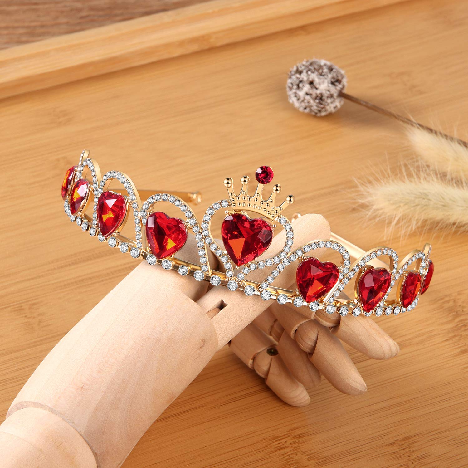 Descendants 4 Red Heart Crown - Queen of Hearts Costume Headdress for Girls & Teens | Halloween Party Accessories, Cosplay & Dress-Up