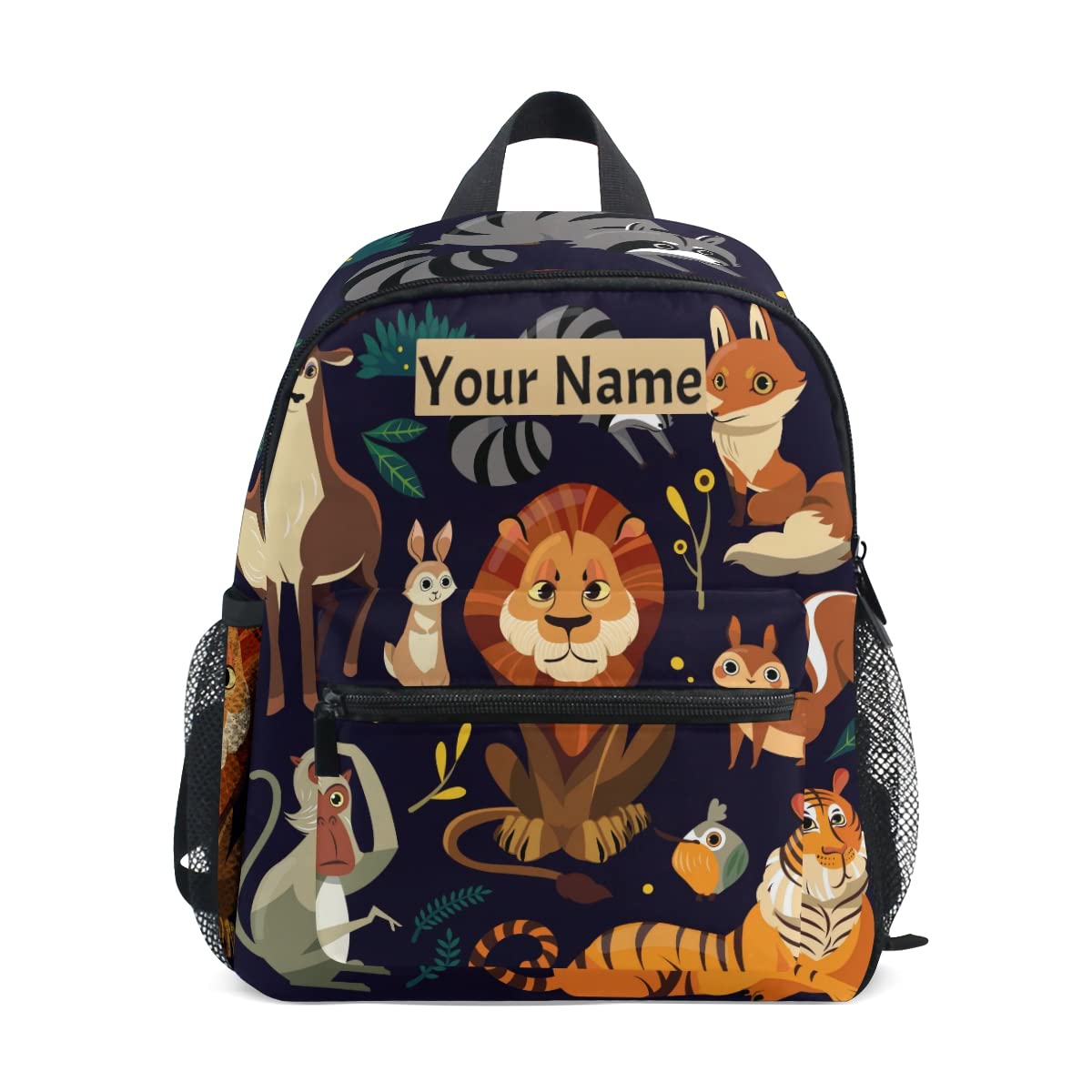 Personalized Kids Backpack with Name - Lion Fox Monkey Rabbit Tiger Design for Toddlers & Preschoolers | Durable Daycare & Travel Bookbag for Boys & Girls - Perfect for School, Outings & Adventures