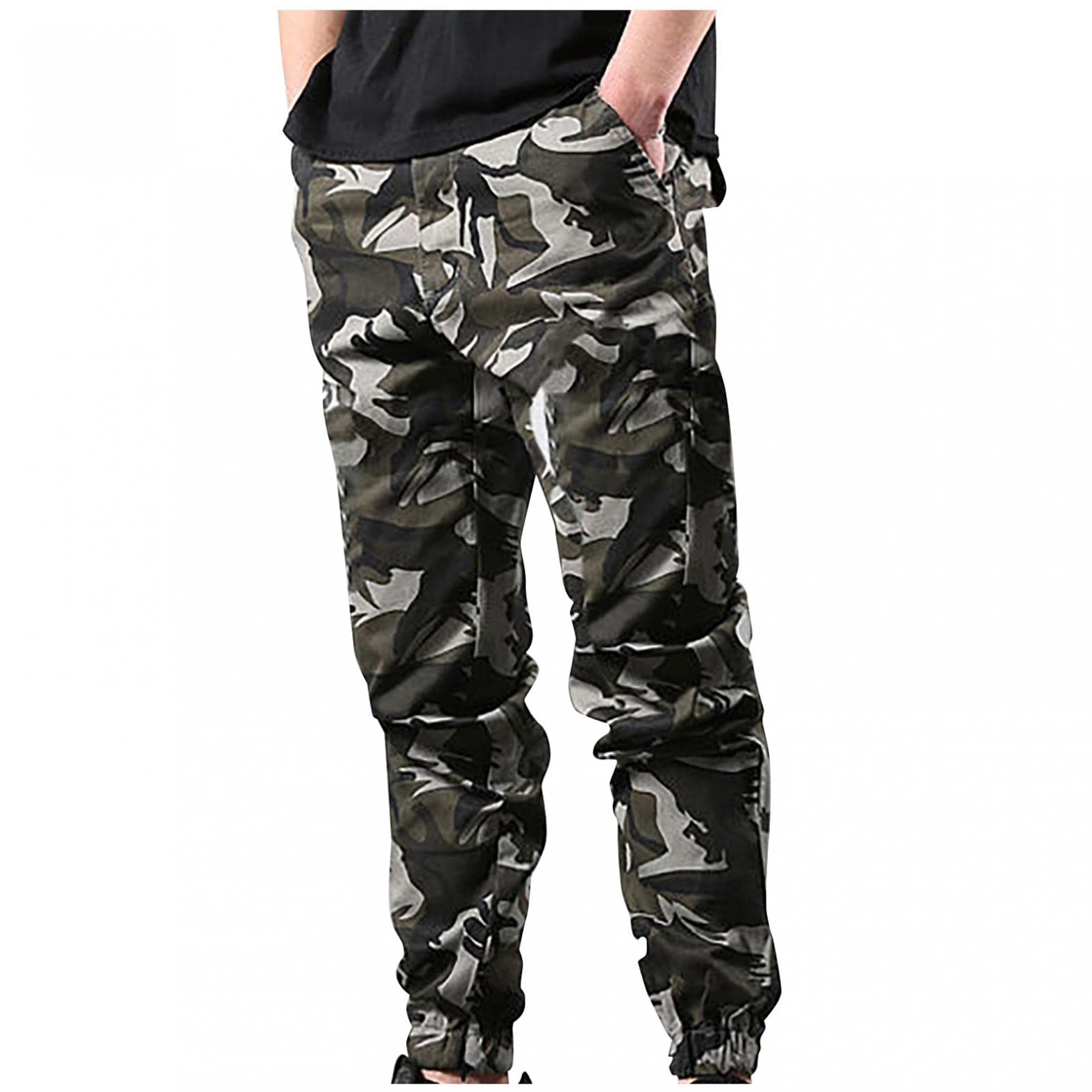 Zpervoba Men's Stretch Cargo Joggers - Elastic Waist Straight Leg Sweatpants with Drawstring | Comfortable Work Pants & Casual Baggy Trousers for Outdoor Activities, Hiking, and Everyday Wear