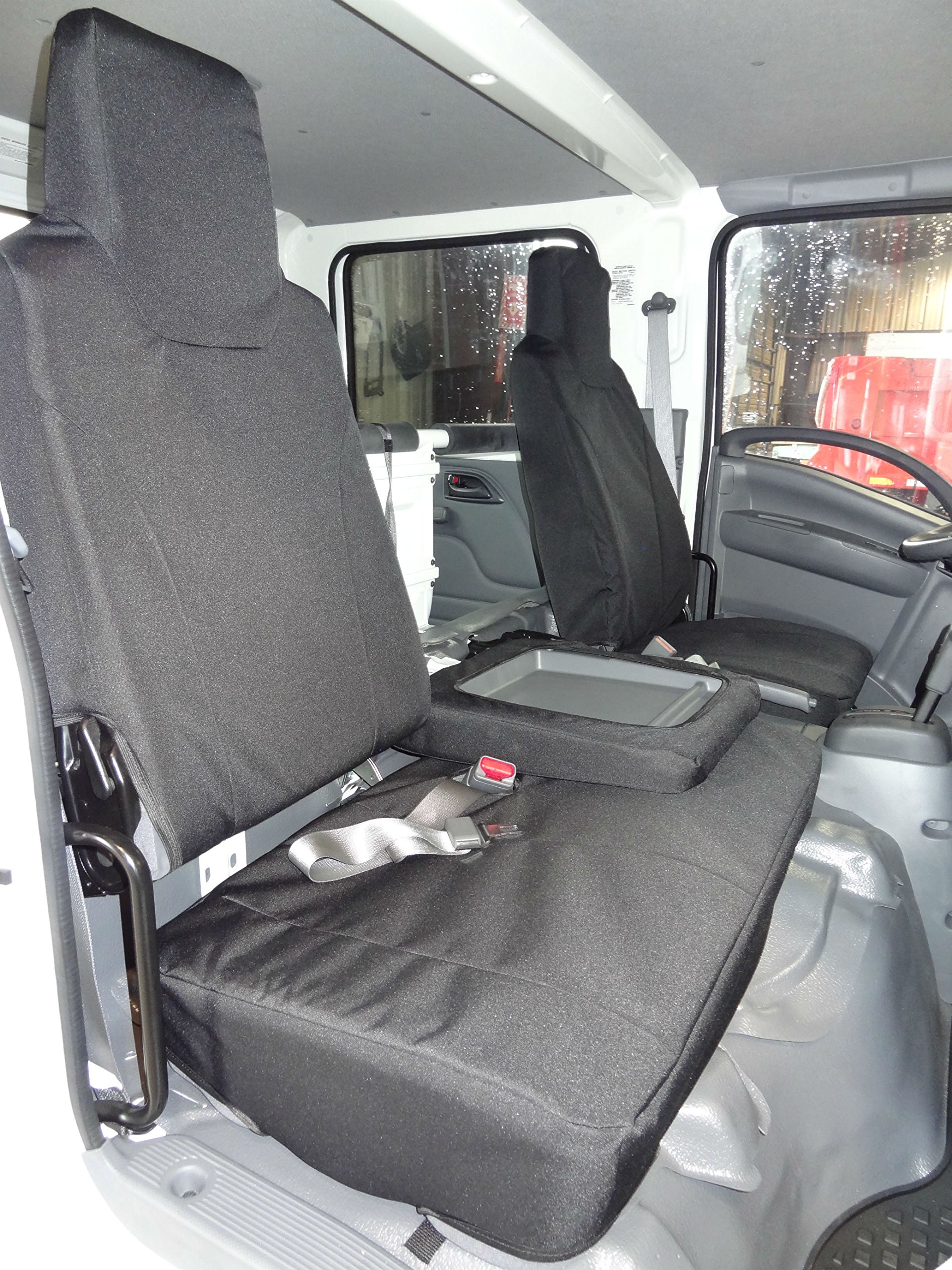 Premium Waterproof Seat Covers for 2007-2022 Isuzu NPR Crew Cab - Black Endura Fabric - Perfect Fit for 40/60 Split Bench & Bucket Seats - Durable Protection for Work Trucks & Commercial Vehicles
