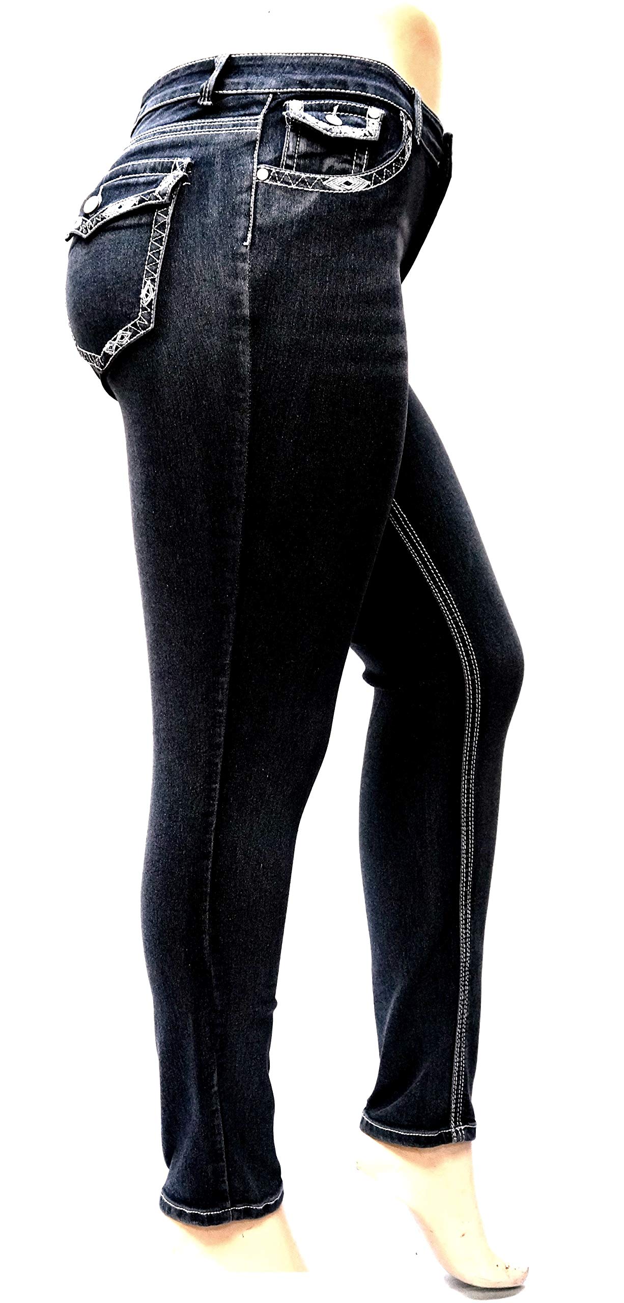Jack David Women's Plus Size Stretch Denim Jeans - Blue/Black, Curvy Fit, Flap Pocket, Skinny/Bootcut/Cargo Styles - Perfect for Casual Wear, Work & Night Out