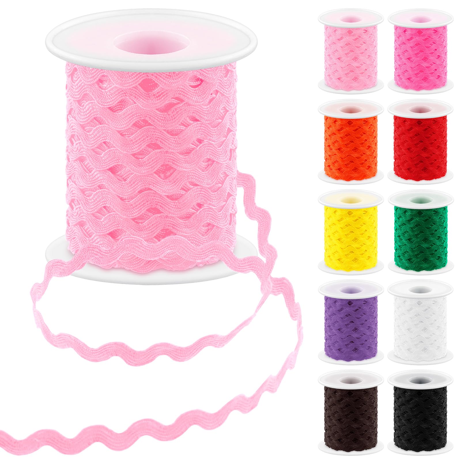 Glarks 1Pcs 27Yard/25M Pink Rick Rack Trim Ribbon - Wavy Sewing Fringe for DIY Crafts, Wedding Dresses, Bridal Decor, Party Supplies & Gift Wrapping - Perfect for Costume Design, Scrapbooking and Home Decoration