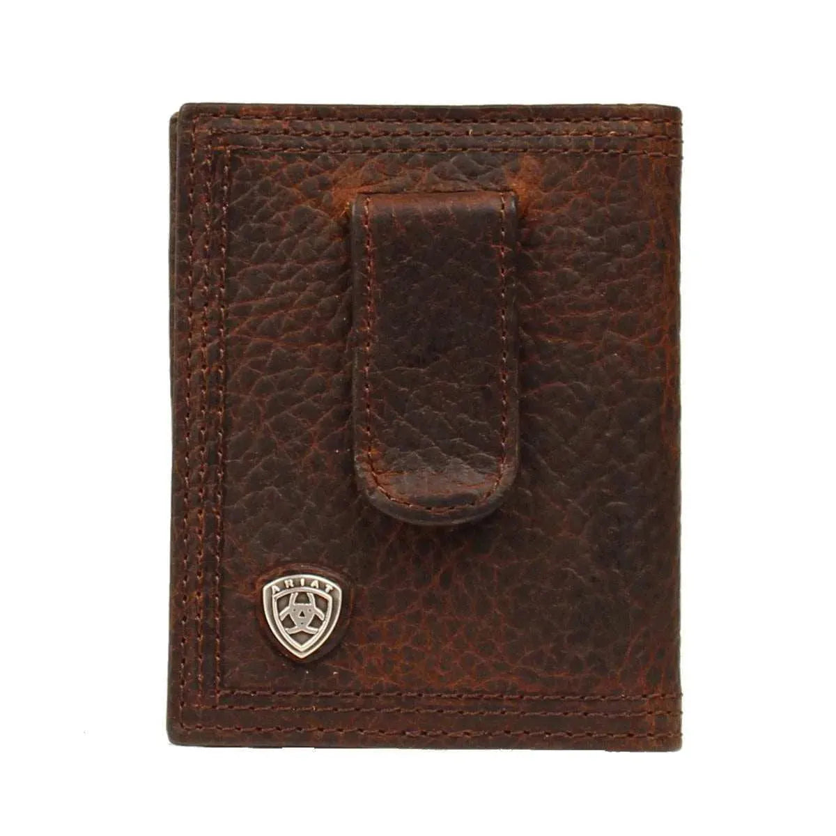 Ariat Performance Men's Bi-Fold Wallet - Genuine Leather RFID Blocking Slim Wallet for Everyday Carry & Travel