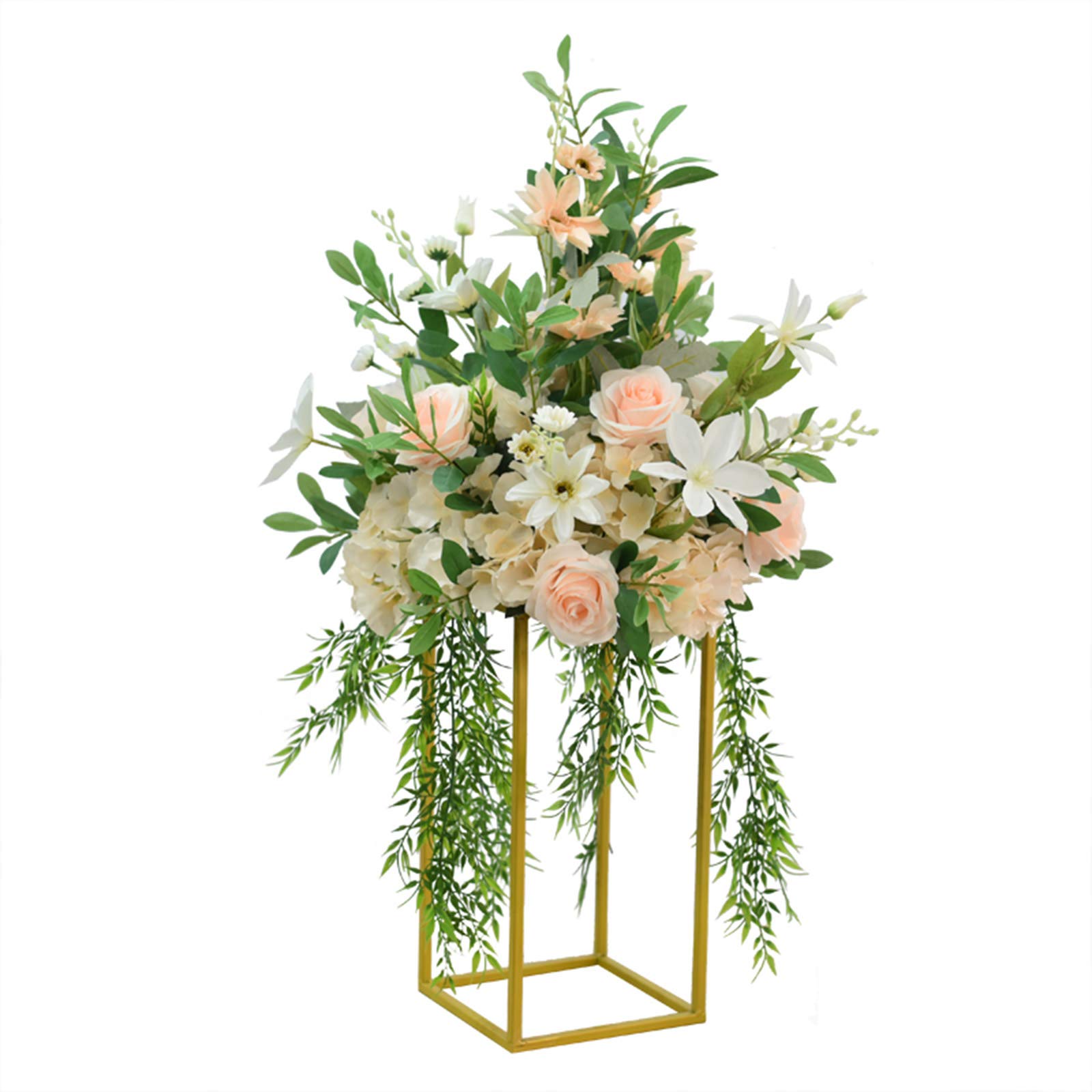 10Pcs Gold Metal Floor Column Vases - 23.6 Inch Tall Wedding Centerpieces for Table Decor, Reception, Party & Event Decorations - Elegant Flower Stands for Weddings, Anniversaries, and Banquets