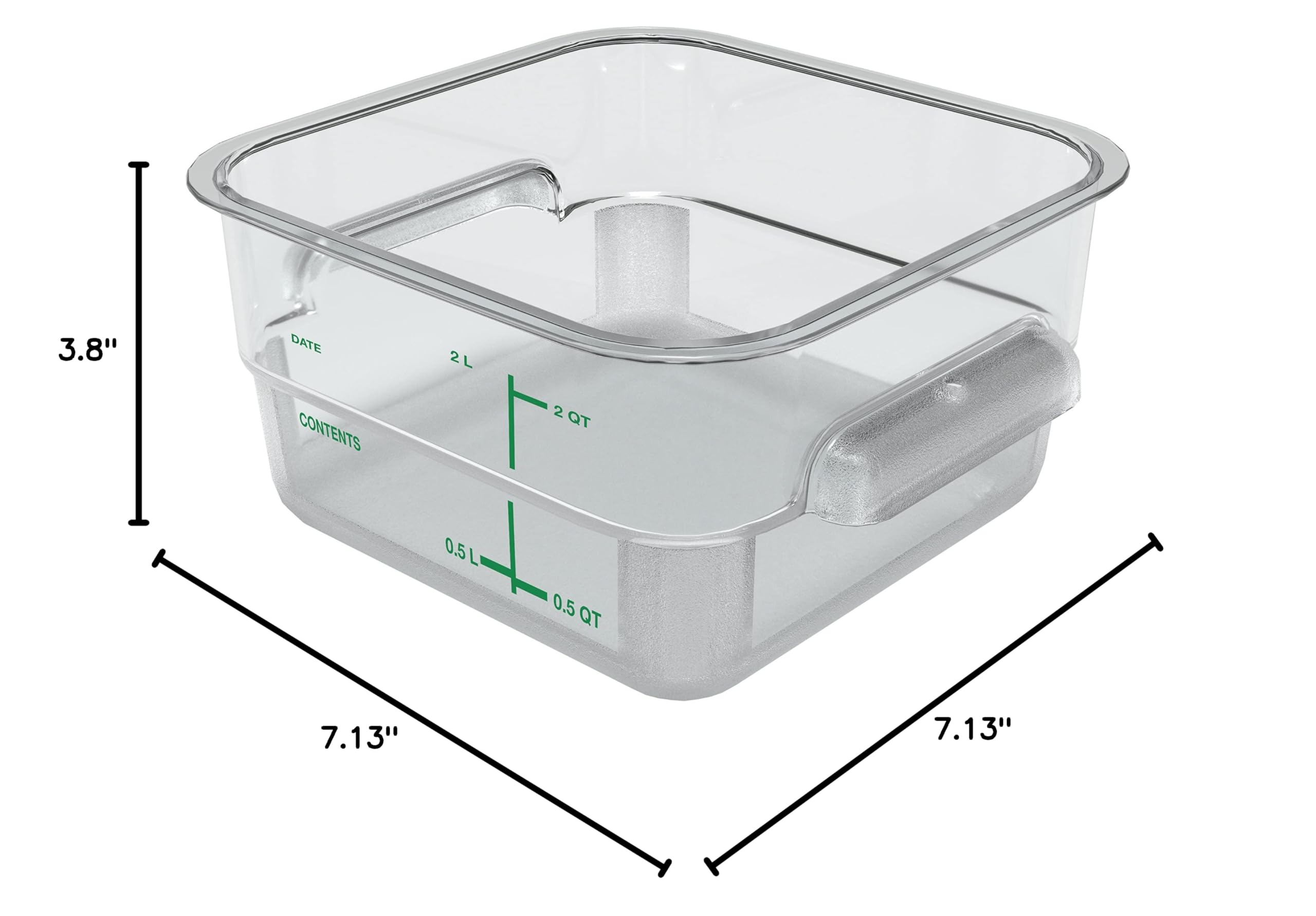 Carlisle 2-Quart Clear Polycarbonate Square Food Storage Container - Stackable Design for Catering, Buffets, Restaurants - Perfect for Meal Prep, Leftovers & Commercial Kitchen Organization