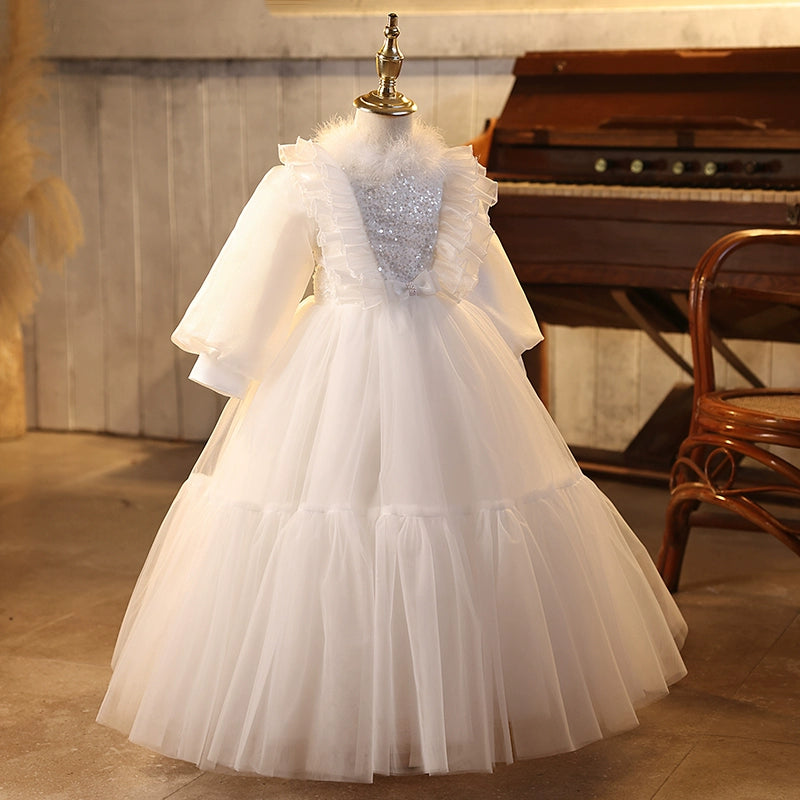 White Flower Girl Dress for Birthday & Wedding - Princess Ball Gown for Girls - Perfect for Special Occasions, Parties & Pageants