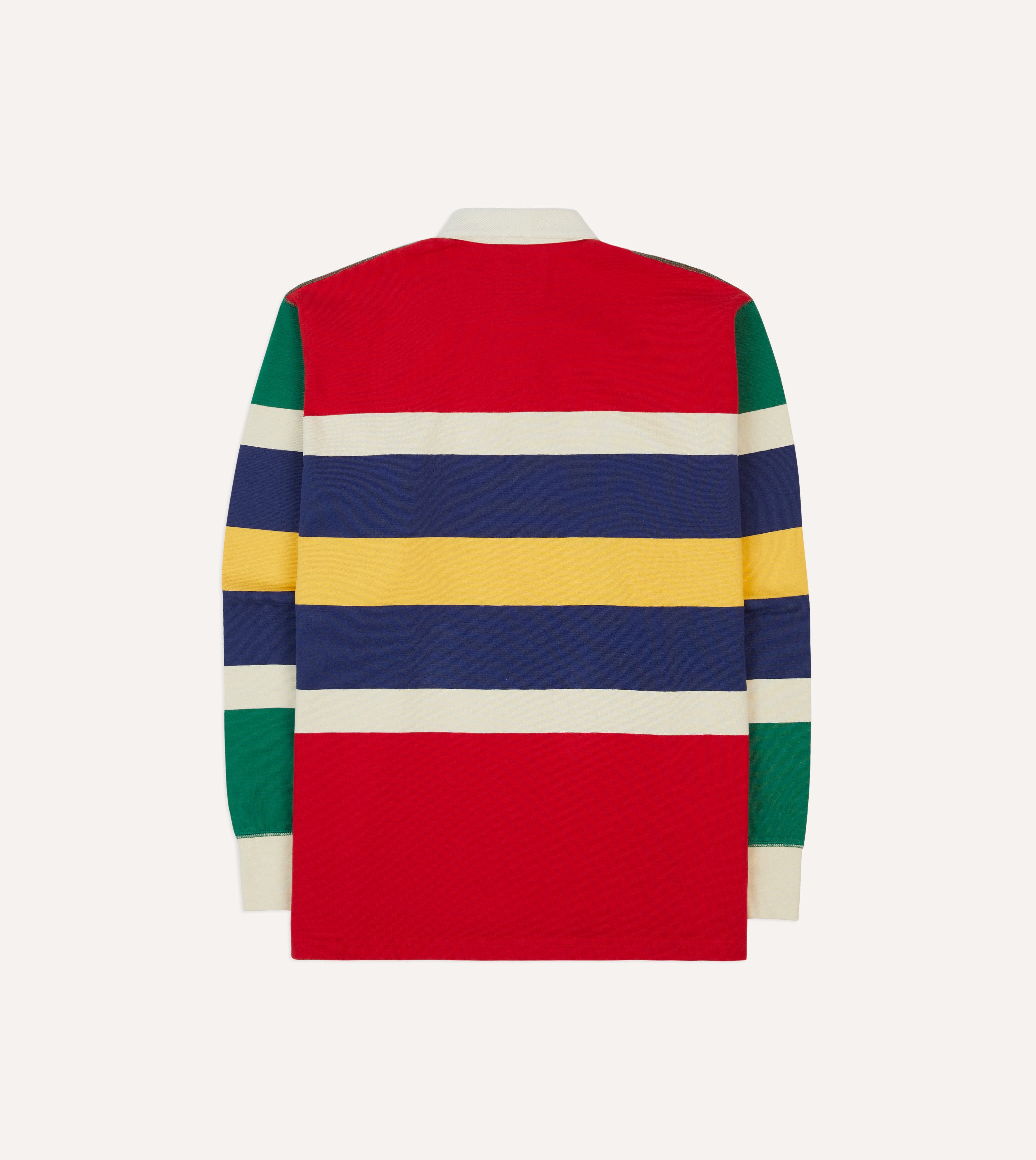Men's Red, Yellow & Navy Striped Cotton Rugby Shirt - Classic Casual Sporty Polo for Rugby, Golf & Outdoor Activities