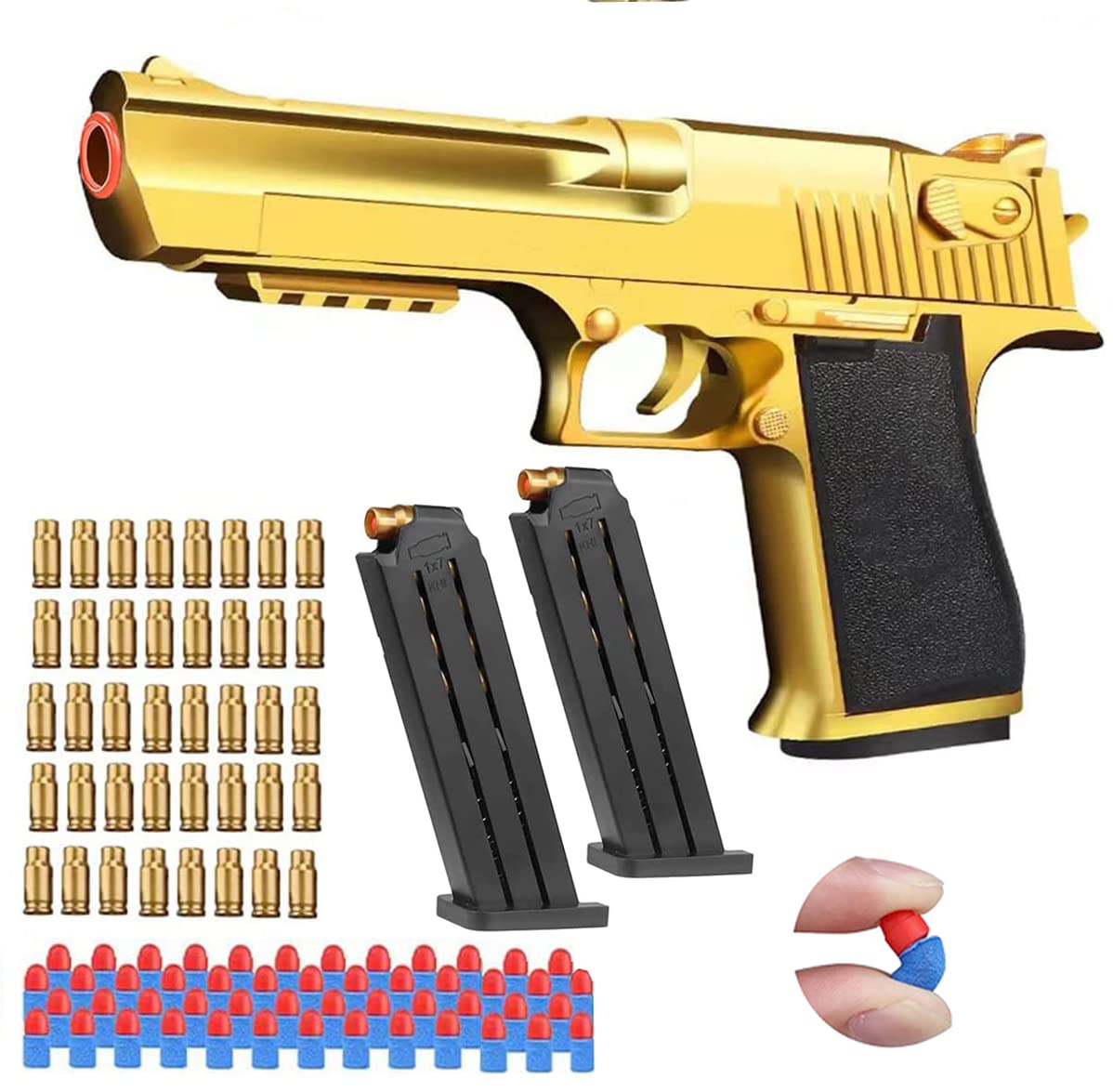 Kids Toy Gun with Soft Bullets - Safe Foam Blaster for Outdoor Play (Gold Style, Medium Size) | Perfect for Backyard Battles, Nerf Wars & Birthday Parties