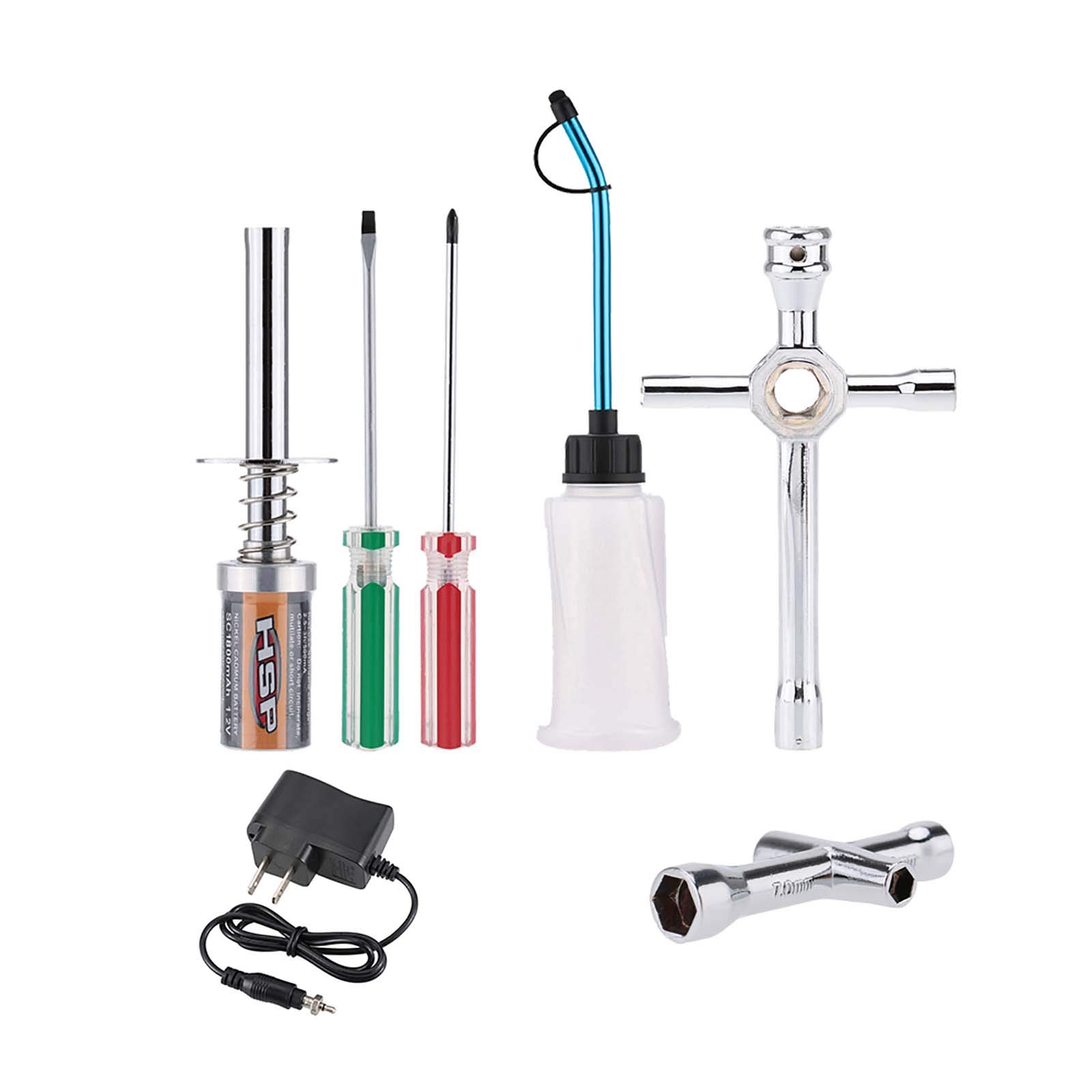 Nitro RC Starter Kit - Glow Plug Igniter & Fuel Bottle for Redcat HSP 1/8 1/10 Cars - Off-Road Racing & Hobby Use