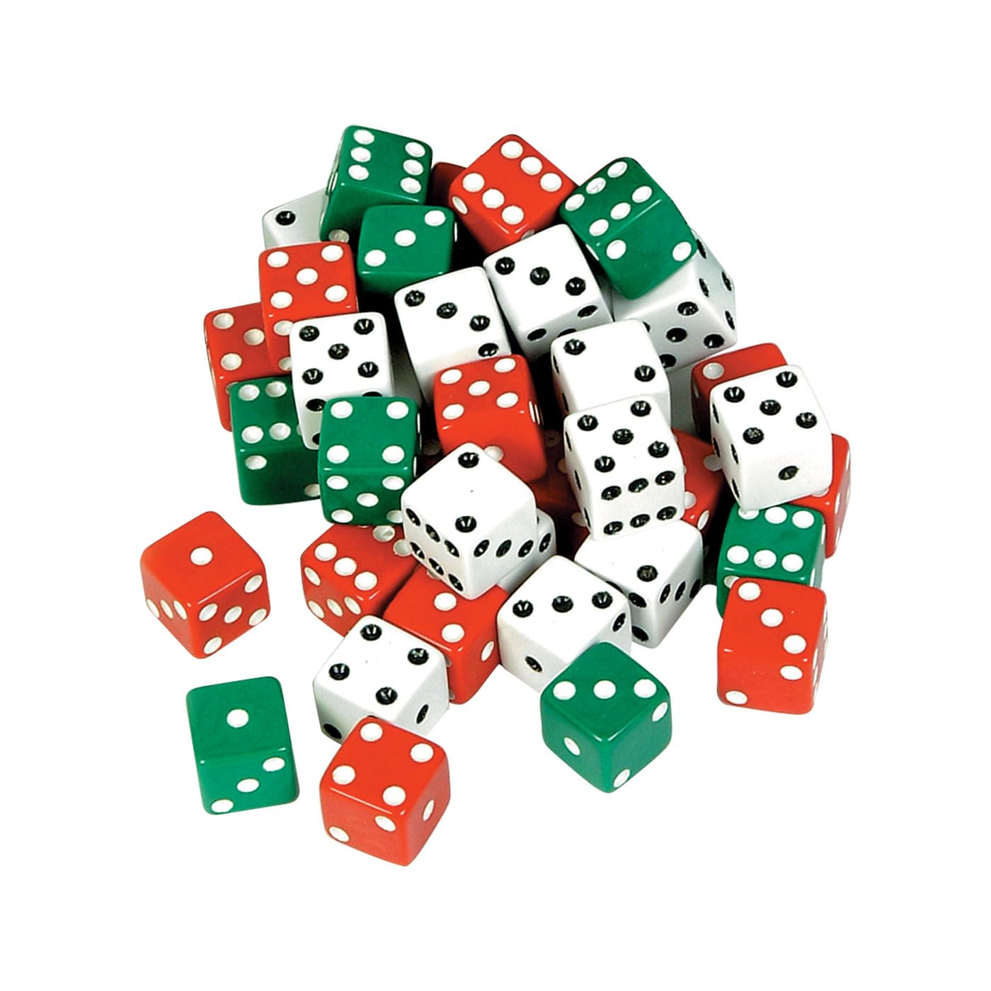 EAI Education Dice Set of 36 - Red, Green & White Math Manipulatives for Classroom Games, Probability Activities & Homeschool Learning