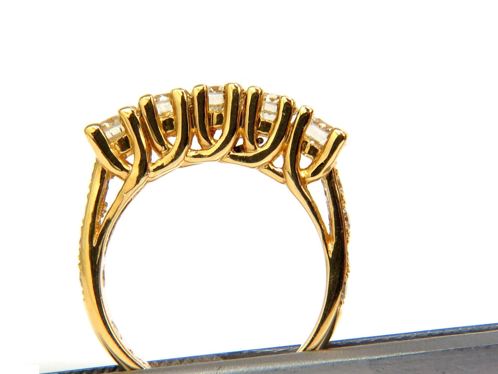 1.82CT Diamond Band Ring with Pave Shoulders in 14K Gold - Elegant Wedding, Engagement, or Anniversary Jewelry for Women