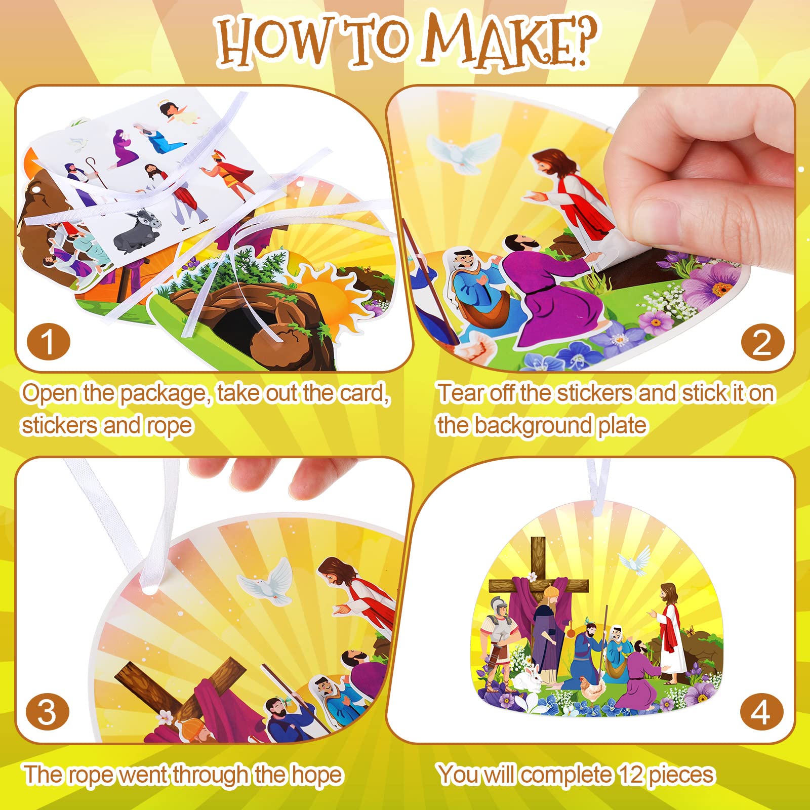 24 Pcs Easter 'He Lives' Resurrection Stickers for Kids - DIY Religious Craft, Bible Activity, Classroom Party Game - Perfect for Easter Celebrations, Sunday School, and Family Bible Study Activities