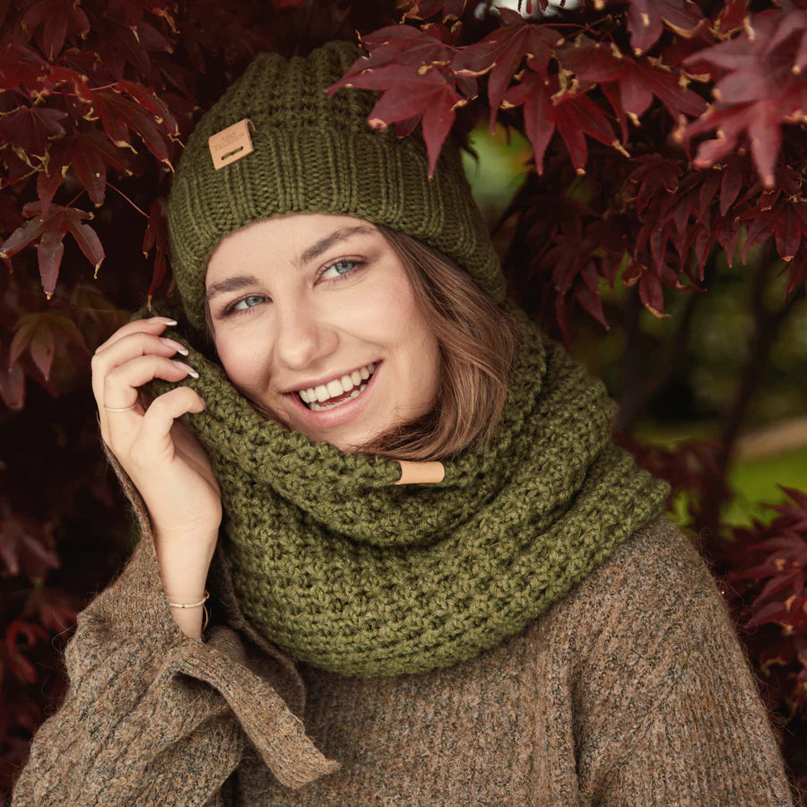 Aran Popcorn Stitch Bobble Hat for Women - Soft Chunky Knit Winter Beanie in Green | Perfect for Cold Weather, Outdoor Activities & Fashion Accessories