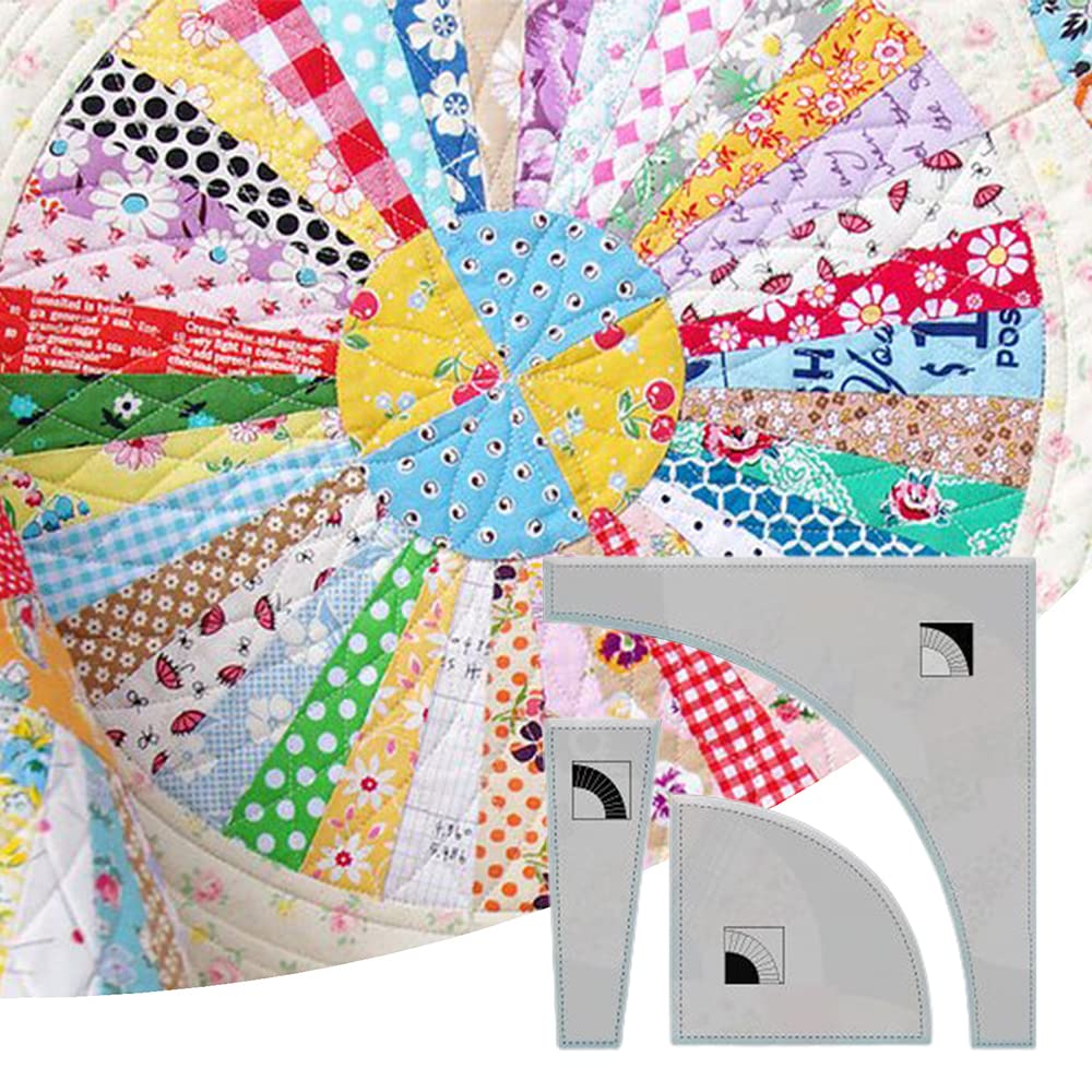 JBNB 6/8/10 Inch Fan Template Set - Acrylic Quilting Ruler for DIY Patchwork, Sewing Machine & Crazy Fan Quilt Cutting - Perfect for Quilters, Crafters & Fabric Artists (10in) - Ideal for Home Decor, Wall Hangings & Handmade Quilt Projects