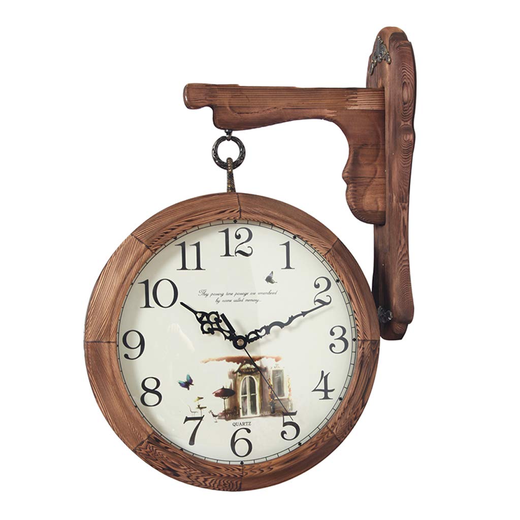 Vintage Double-Sided Wall Clock - Solid Wood Modern Minimalist Design for Living Room, Dining Room & Office Decor | Perfect for Home, Office & Gift Giving