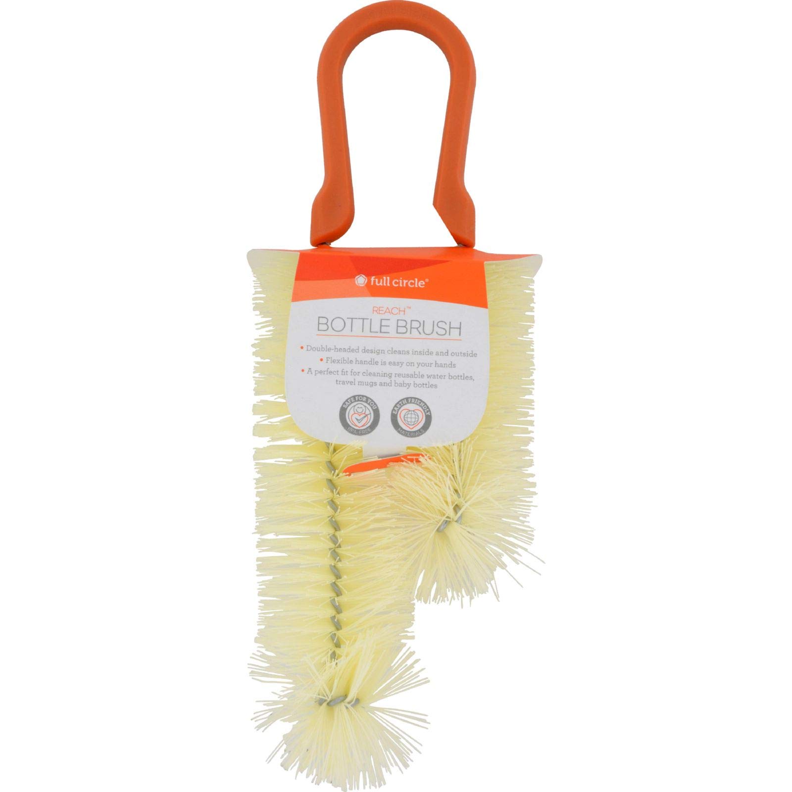 Full Circle Reach Double-Sided Bottle Cleaning Brush - Green | Long Handle Dishwasher Safe Scrubber for Baby Bottles, Water Bottles, Vases & Hard-to-Reach Containers | Kitchen & Home Cleaning Essential