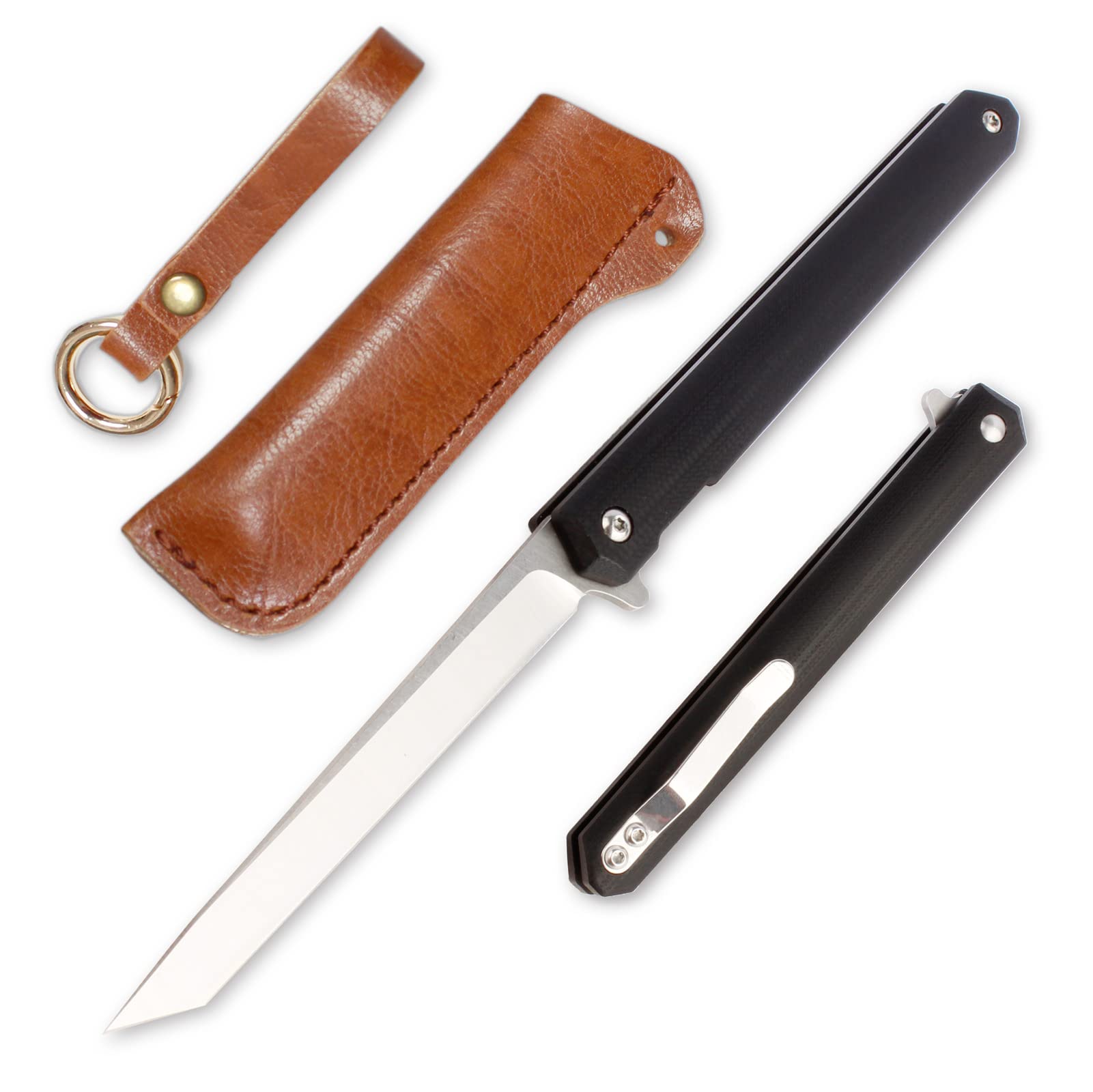 TENCHILON T438 Slim Flipper Folding Pocket Knife - 3.55 Inch D2 Tanto Blade, G10 Handle with Liner Lock & Pocket Clip - Compact EDC Utility Knife for Everyday Carry, Outdoor Activities, Camping & Survival Gear
