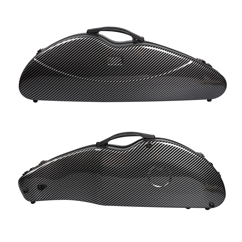 Premium 4/4 Carbon Fiber Violin Case with Knife Shape Design - Durable Handle & Password Lock - Lightweight Black Violin Box for Professional Musicians & Travel Protection