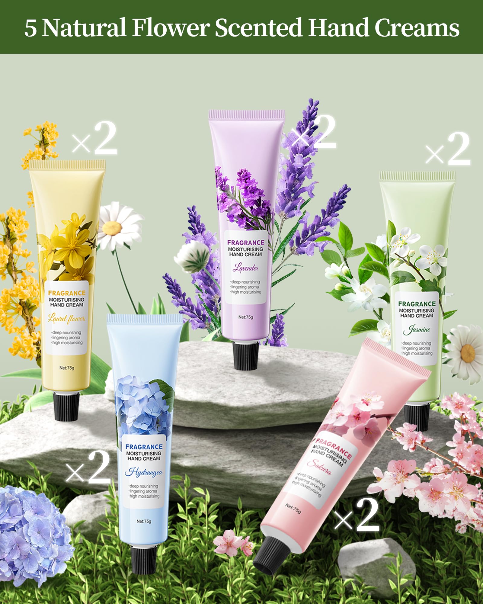 Mini Hand Cream Set - 75g Travel Size Moisturizing Lotion for Dry, Cracked Hands - Fragrance-Enriched Working Hand Cream - Bulk Pack of 10 - Perfect Gift for Women & Men - Ideal for Mother's Day, Bridal Showers, Weddings, Office Use & Daily Skincare