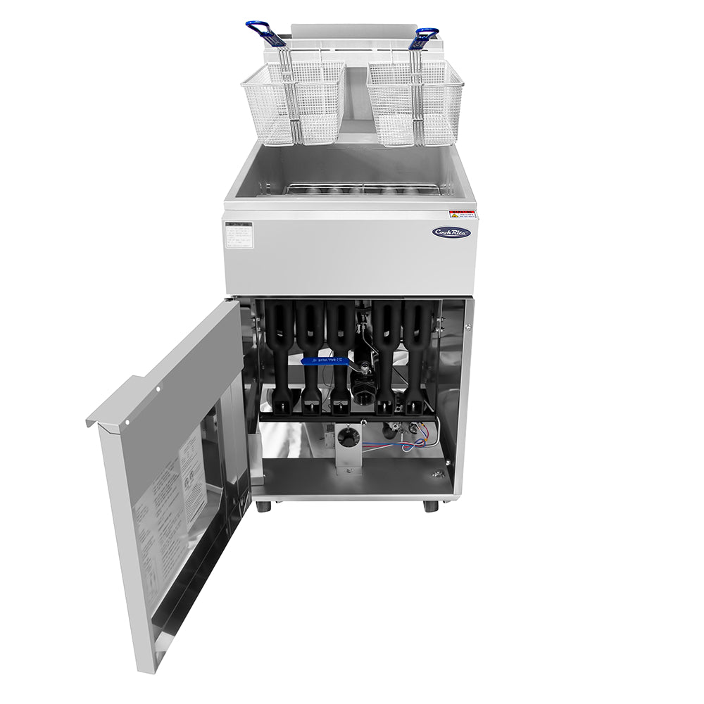 Atosa ATFS 75 75 Lb. Heavy Duty Commercial Gas Deep Fryer - 136,000 BTU High Output for Restaurants, Food Trucks & Catering Businesses
