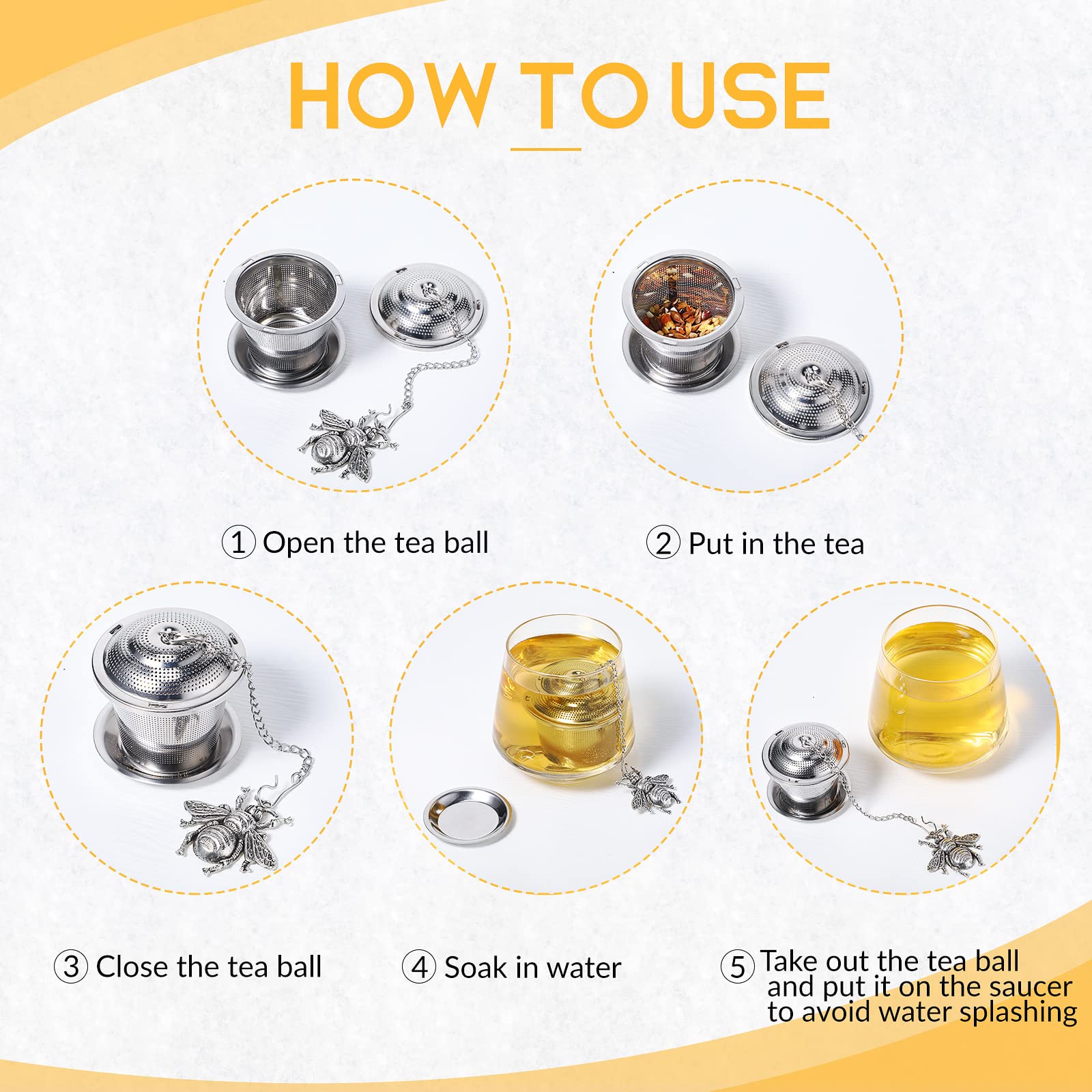 Premium 3-Piece Stainless Steel Loose Leaf Tea Infuser Set with Drip Trays & Hanging Pendant - Fine Mesh Tea Ball Strainer for Perfect Brewing - Ideal for Home, Office & Travel (Insect Design)